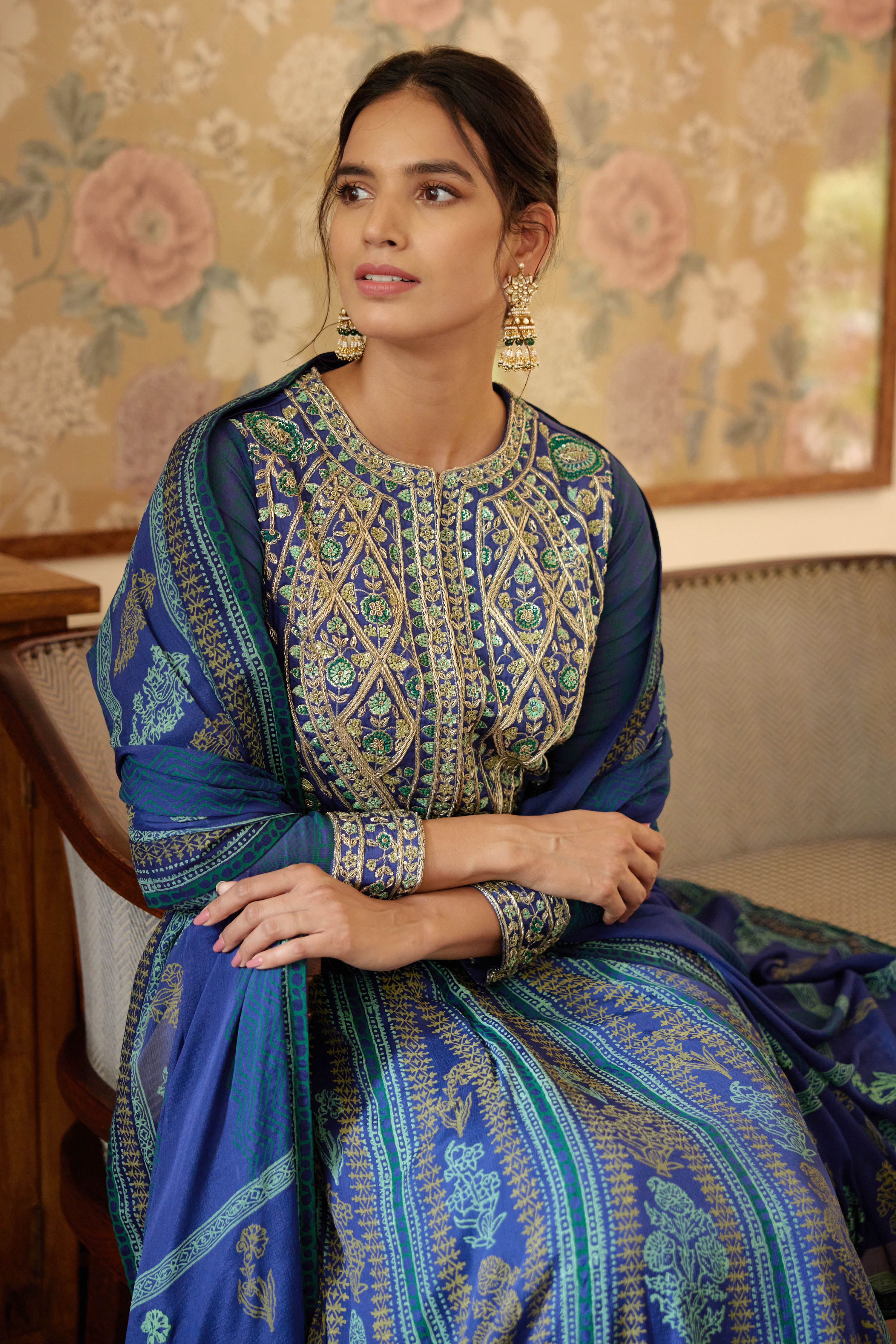 Royal Blue Anarkali Set
