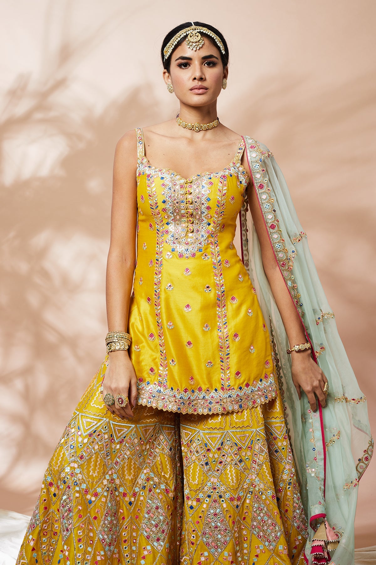 BRIGHT MUSTARD PATCHWORK SHARARA