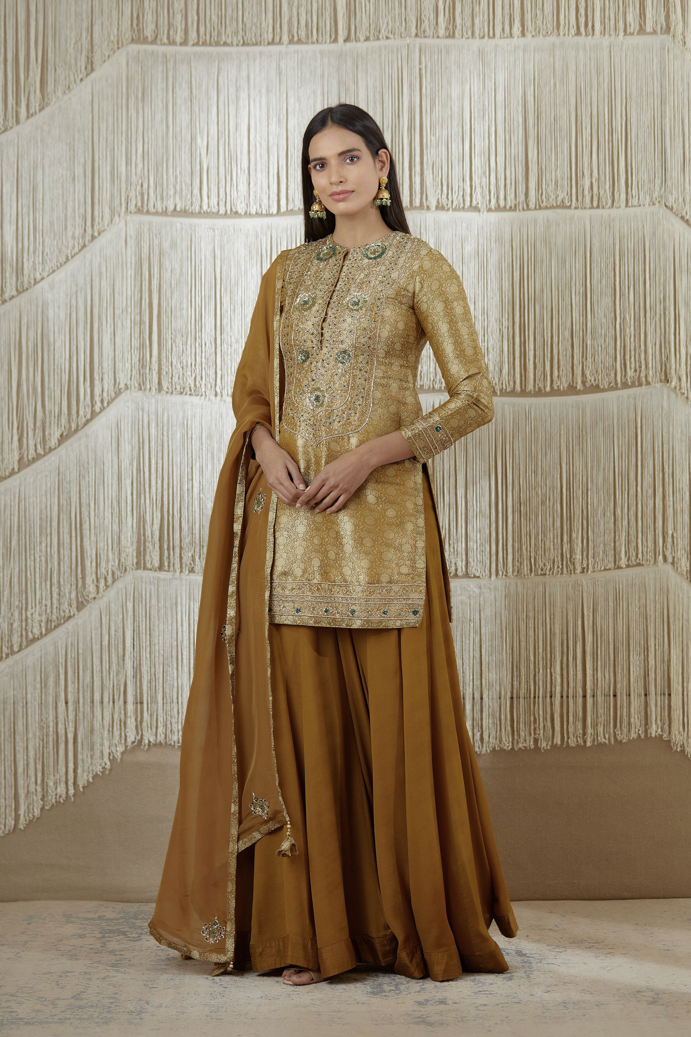 Dark Olive Sharara set