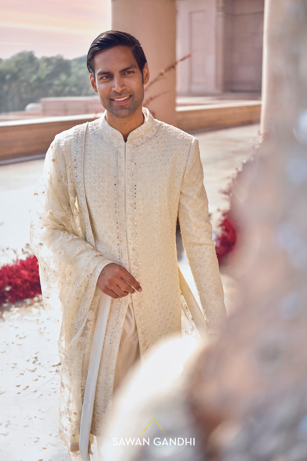 IVORY TEEN PATTI SHERWANI