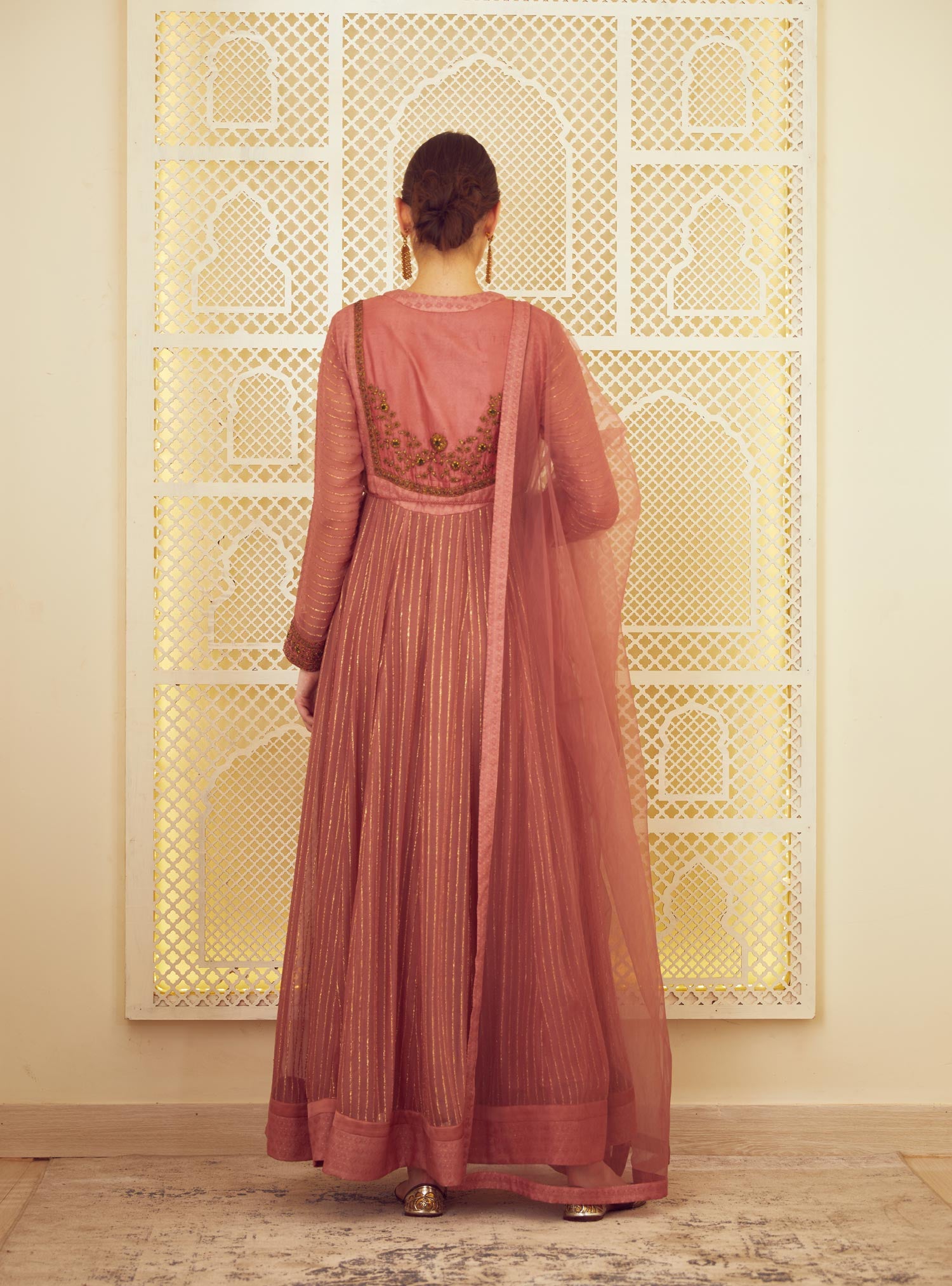 Old Rose Pink Anarkali Set