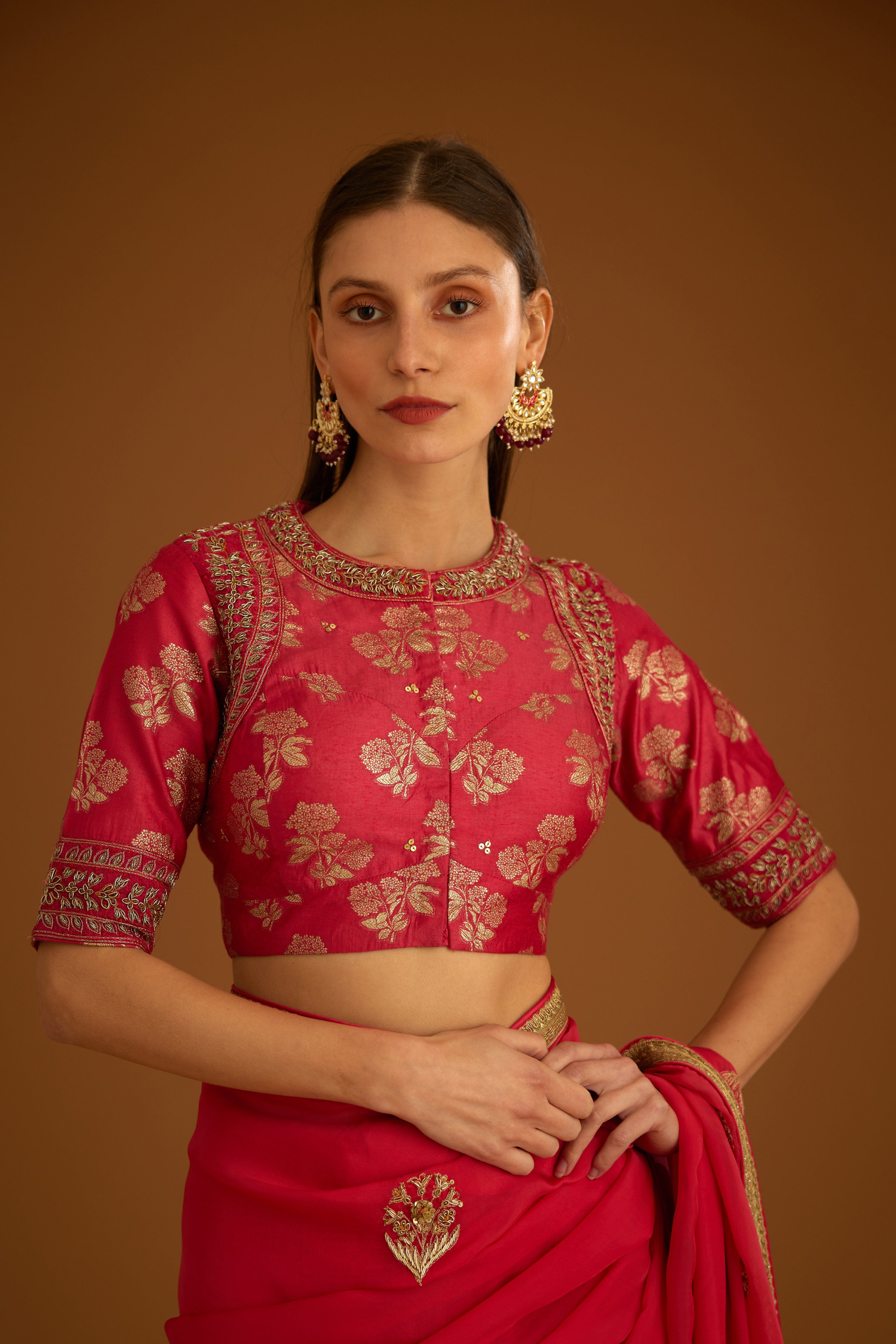 Cranberry Pink Saree Set