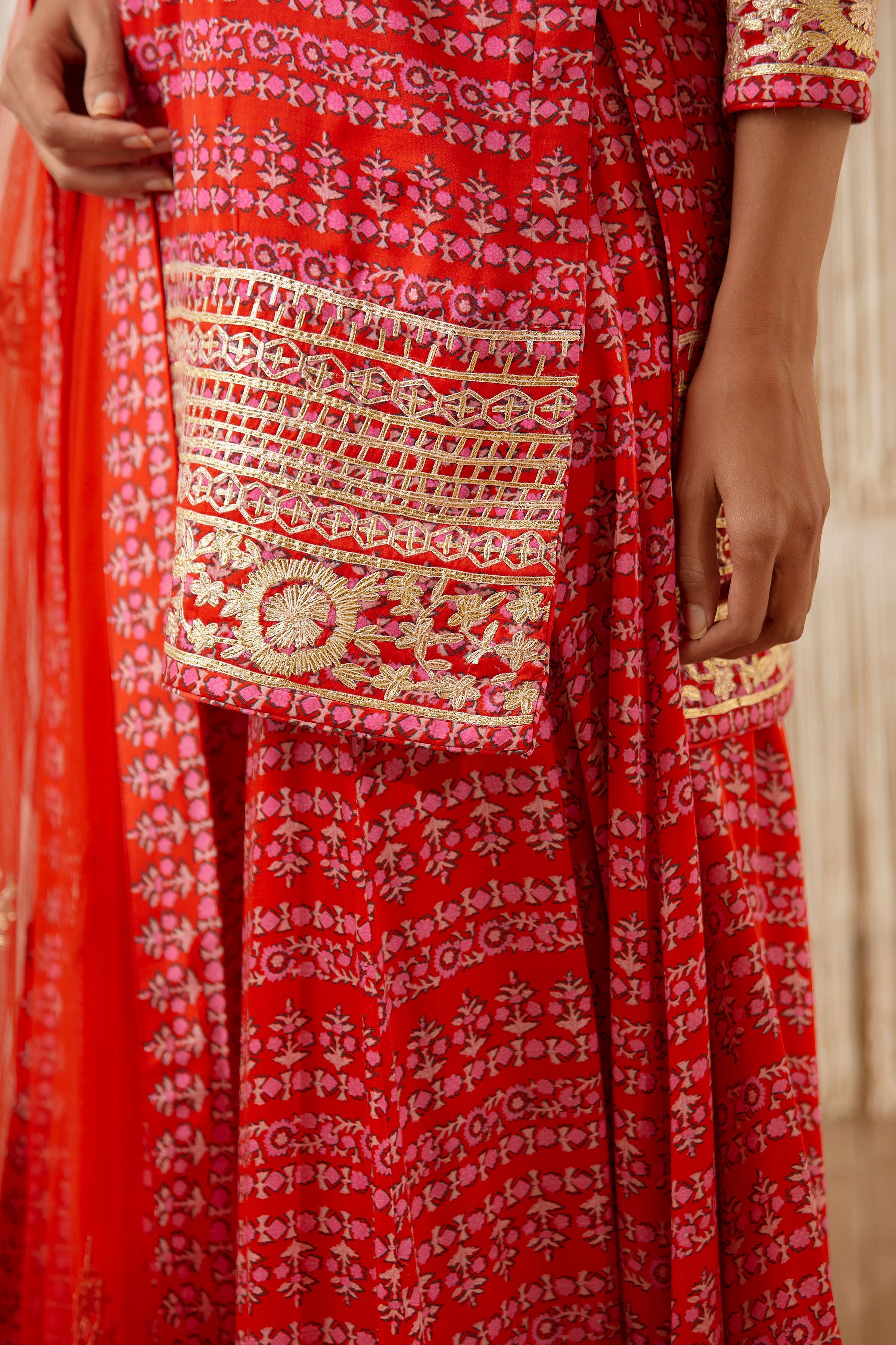 Red Sharara set
