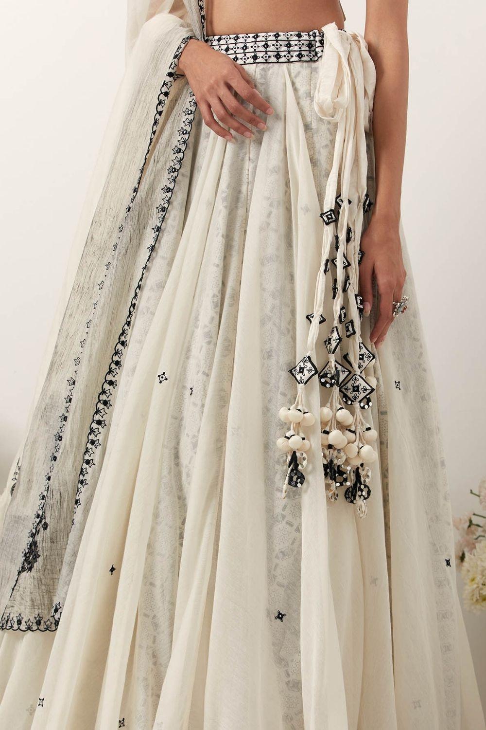 Ivory Mirror & Resham Lehenga Set