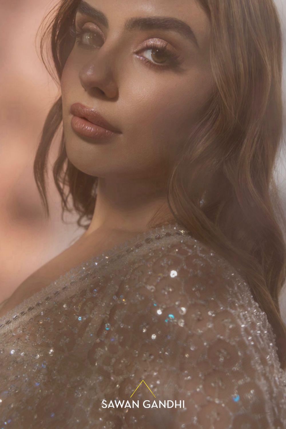 Muskan Chanana in Ivory cutdana work saree