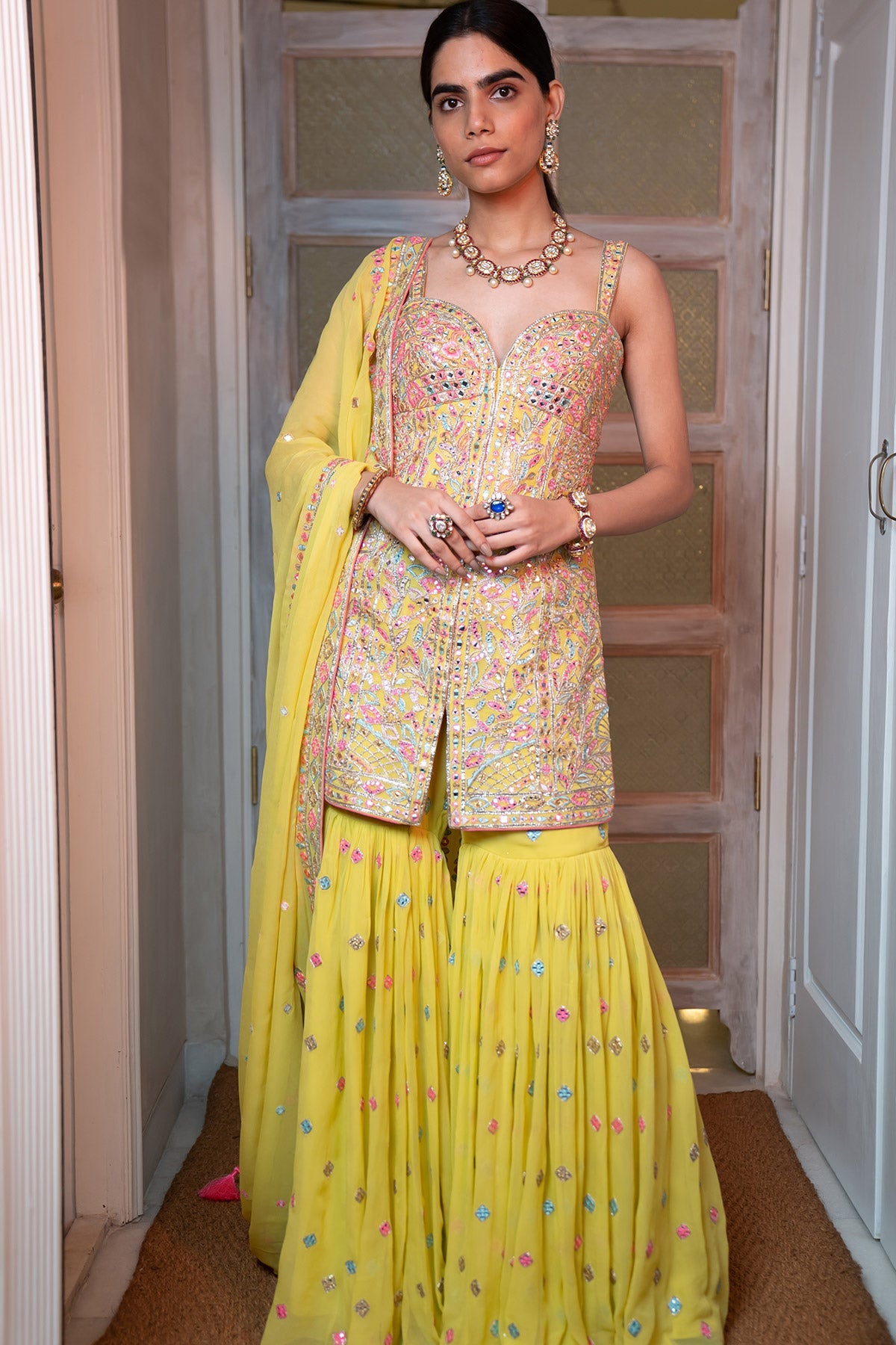 Bright Yellow Gharara Set