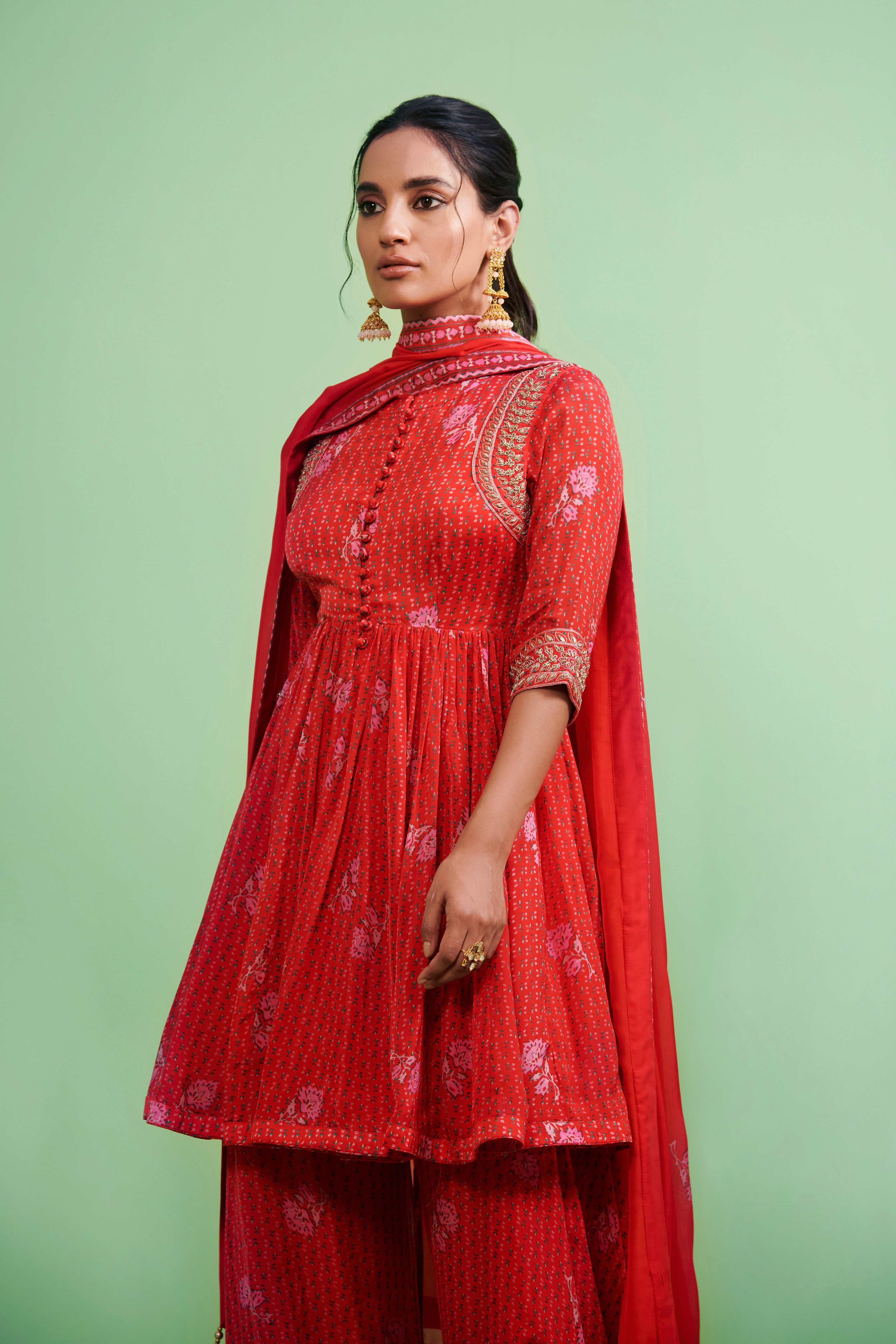 Orange & Red Kurta & Sharara Set