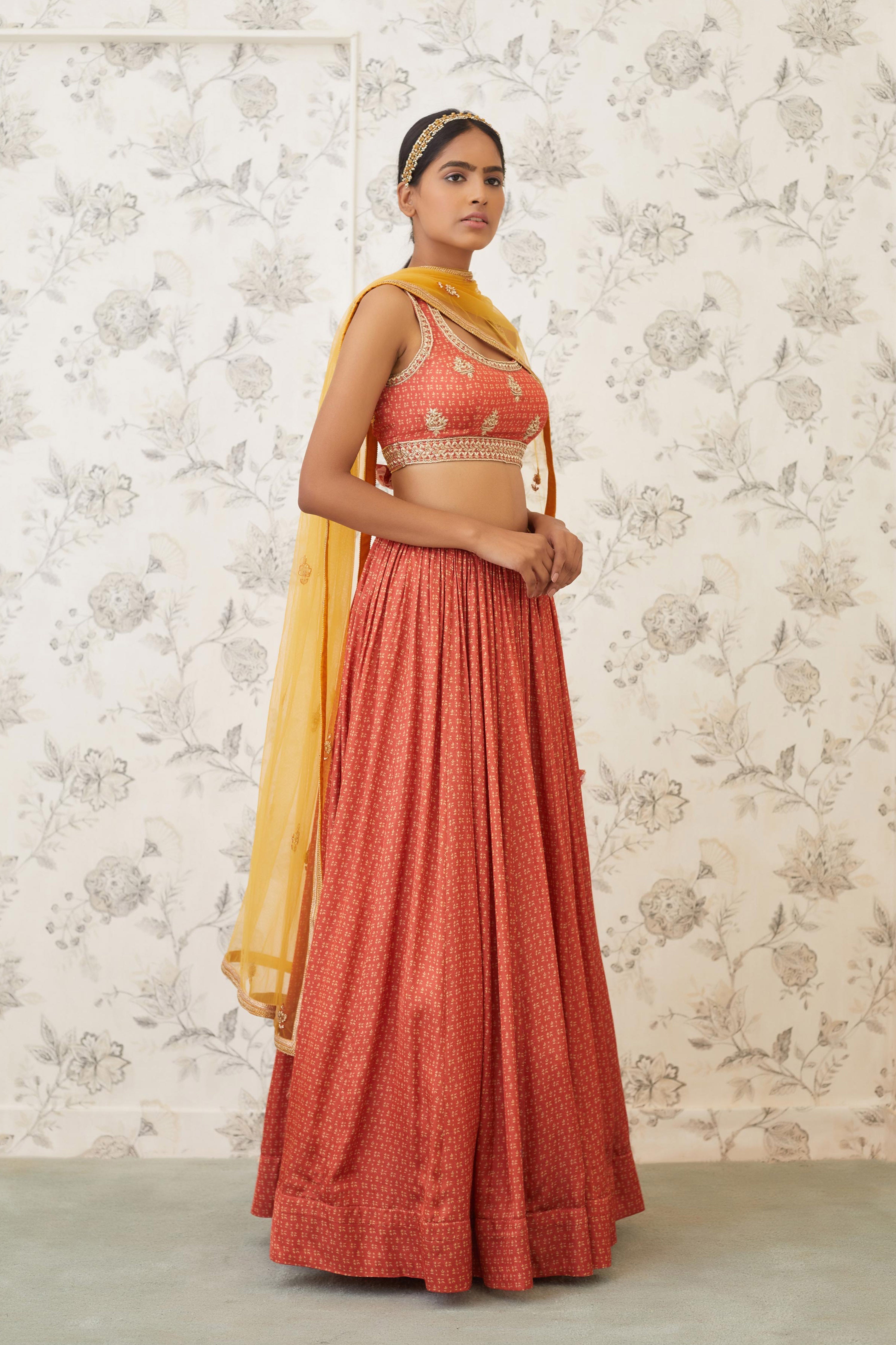 Rust Orange Lehenga Set
