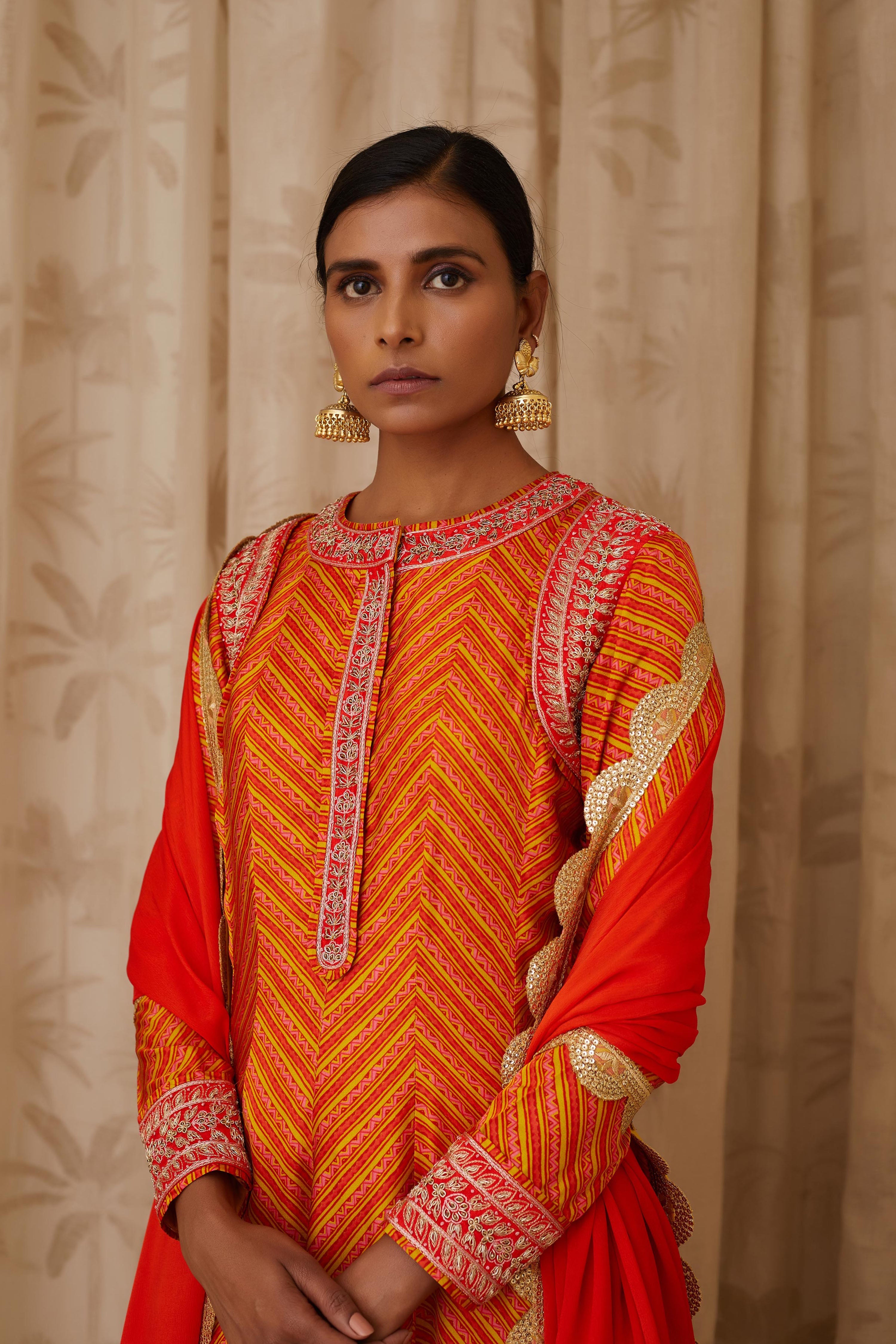 Burnt Orange Anarkali Set