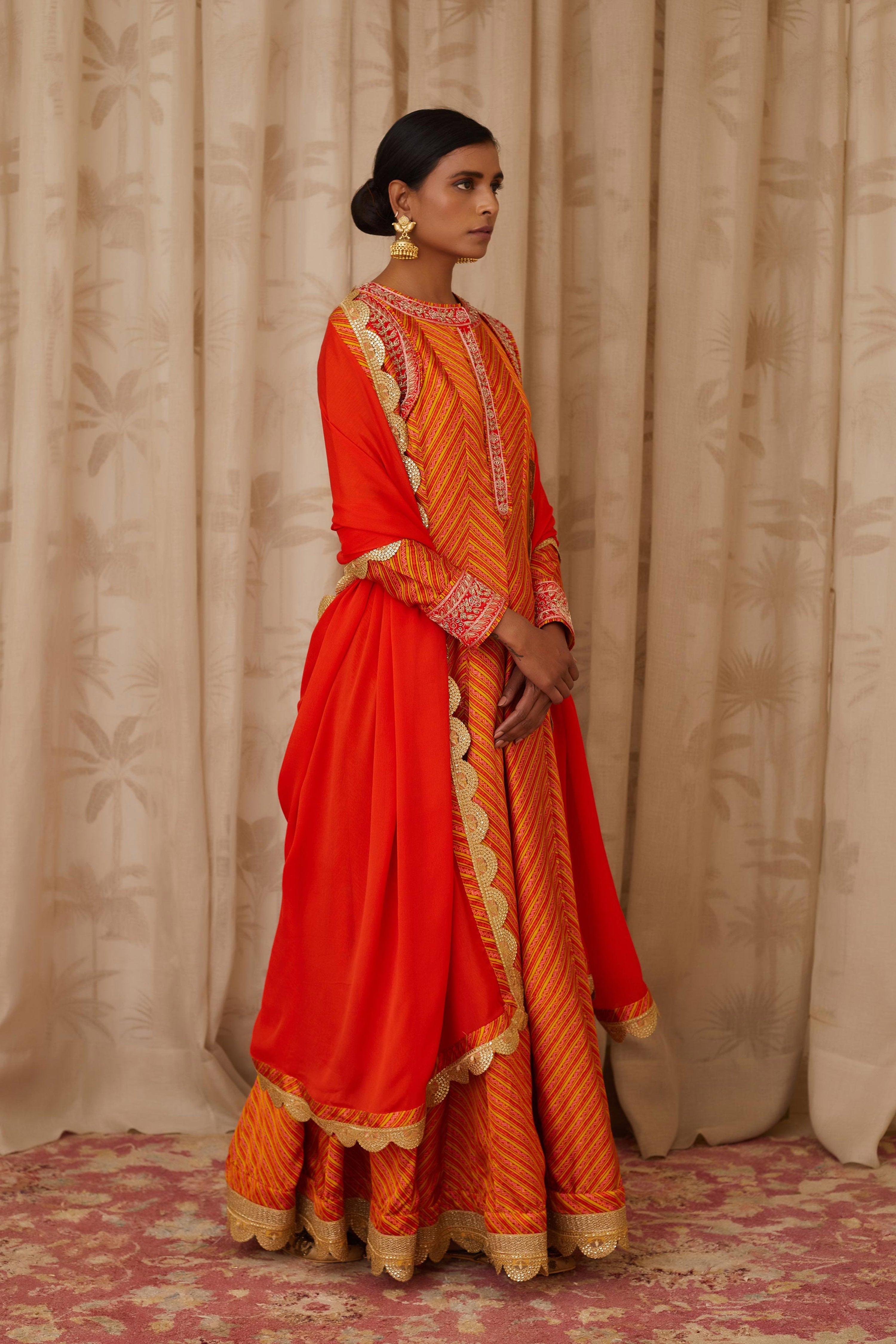 Burnt Orange Anarkali Set