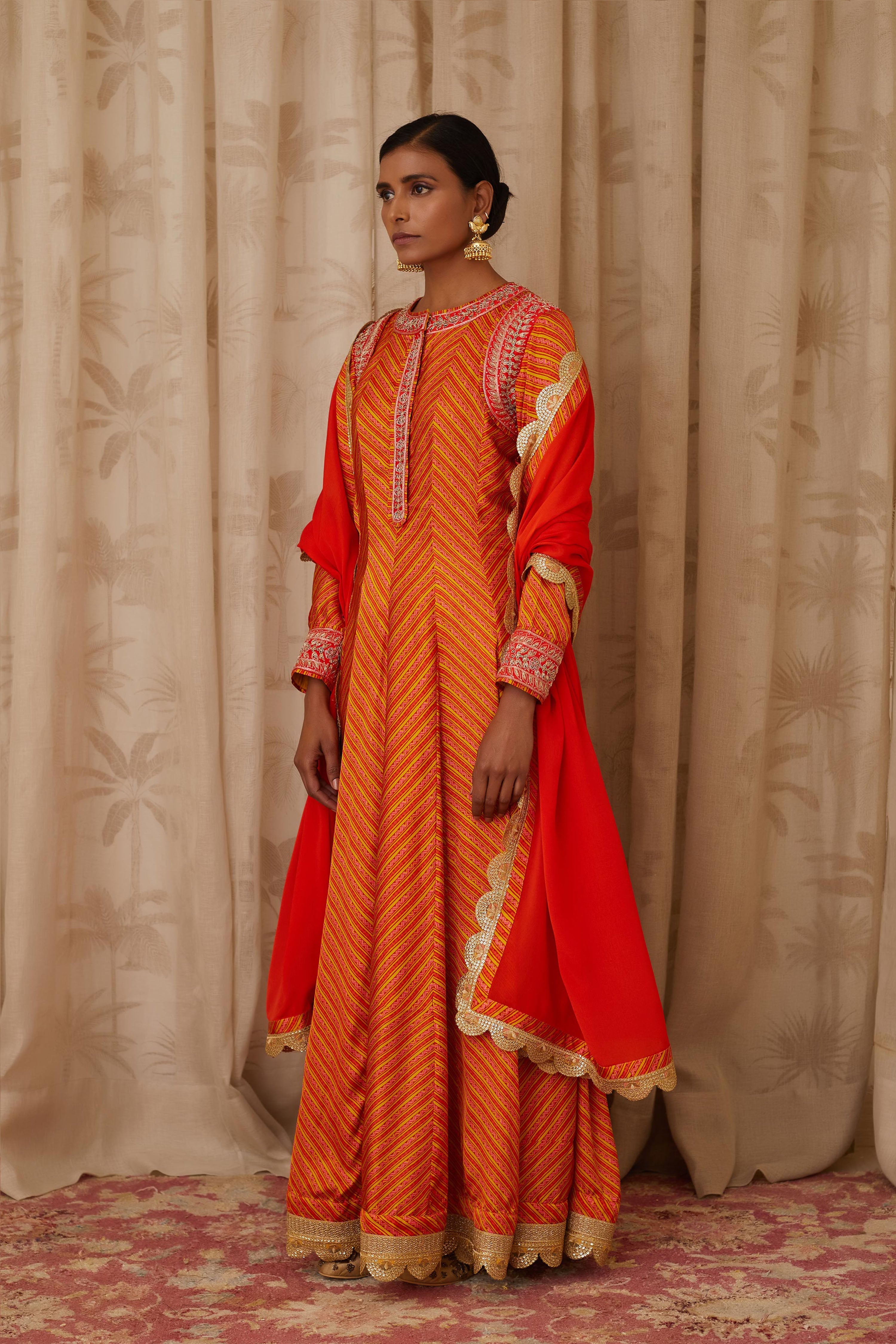 Burnt Orange Anarkali Set