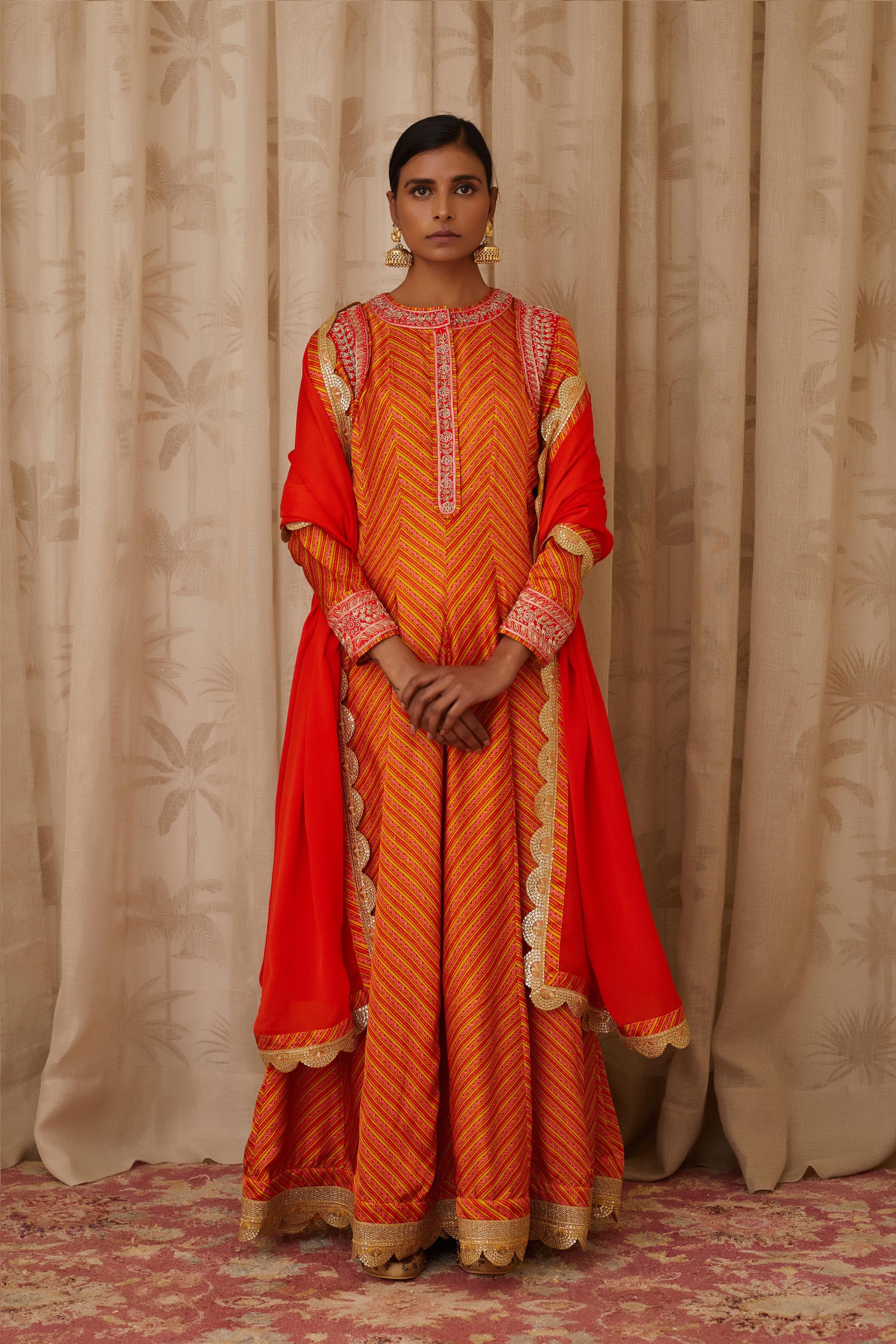 Burnt Orange Anarkali Set