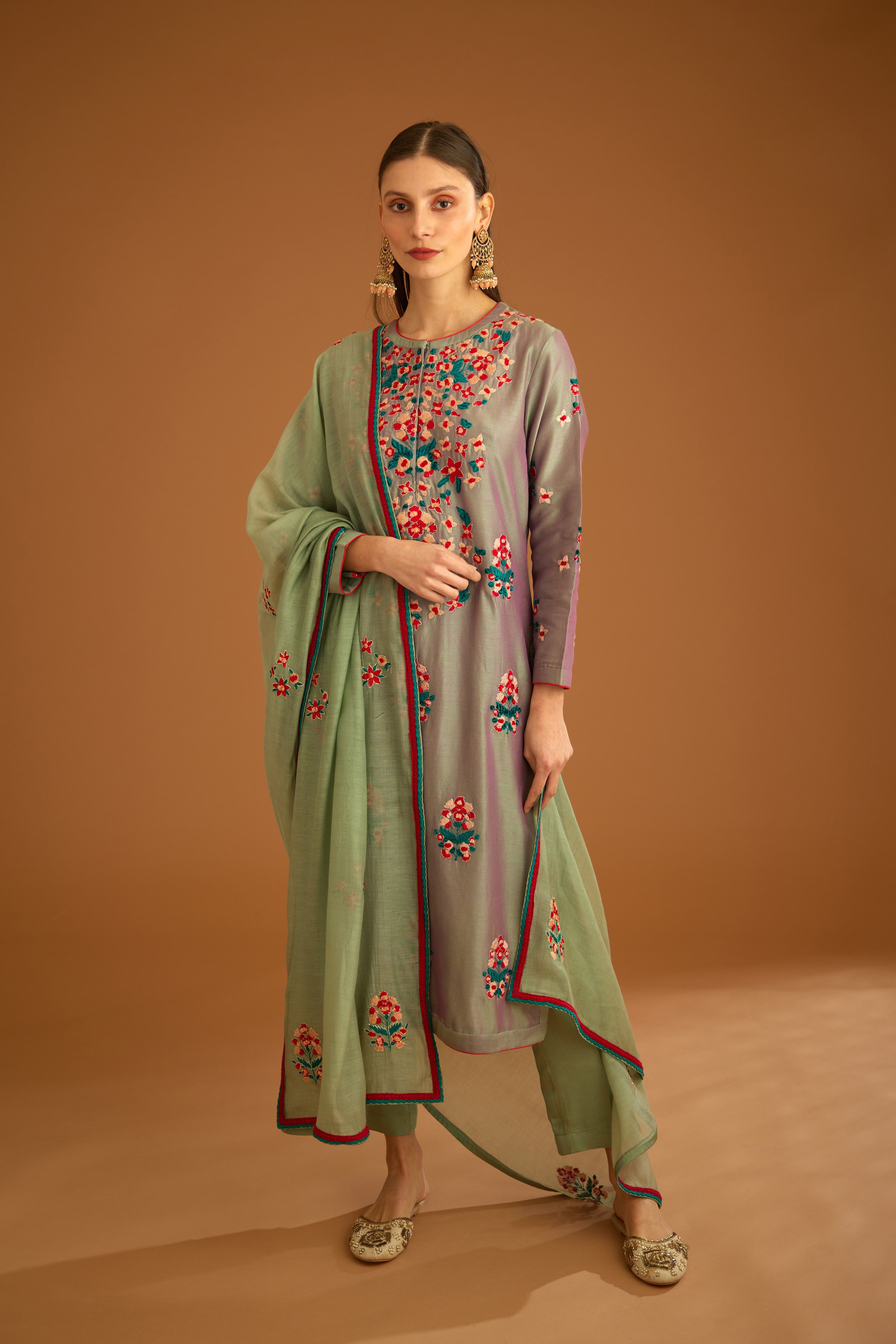 Grey-Green Kurta Set