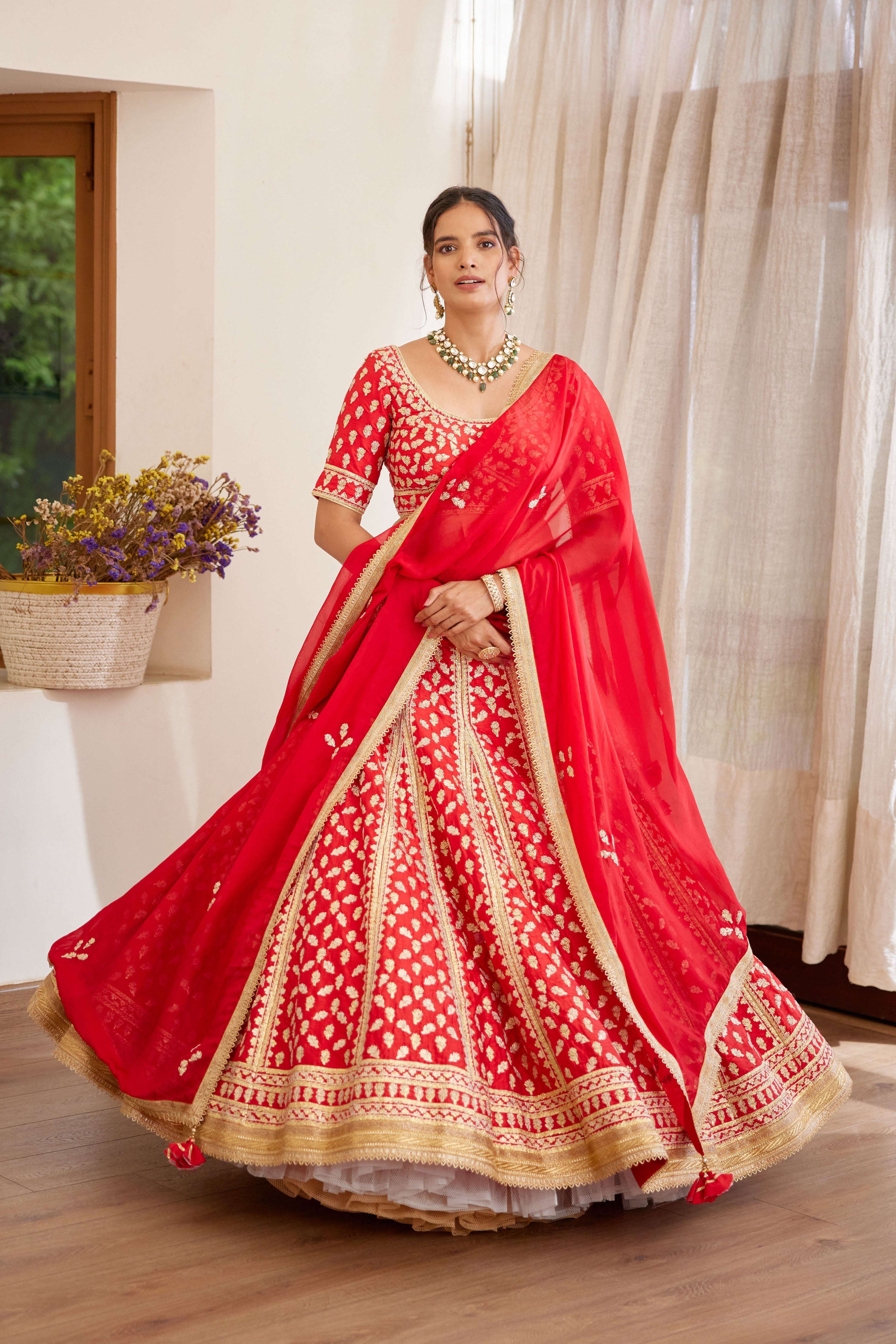 Red Maroon Lehenga Set