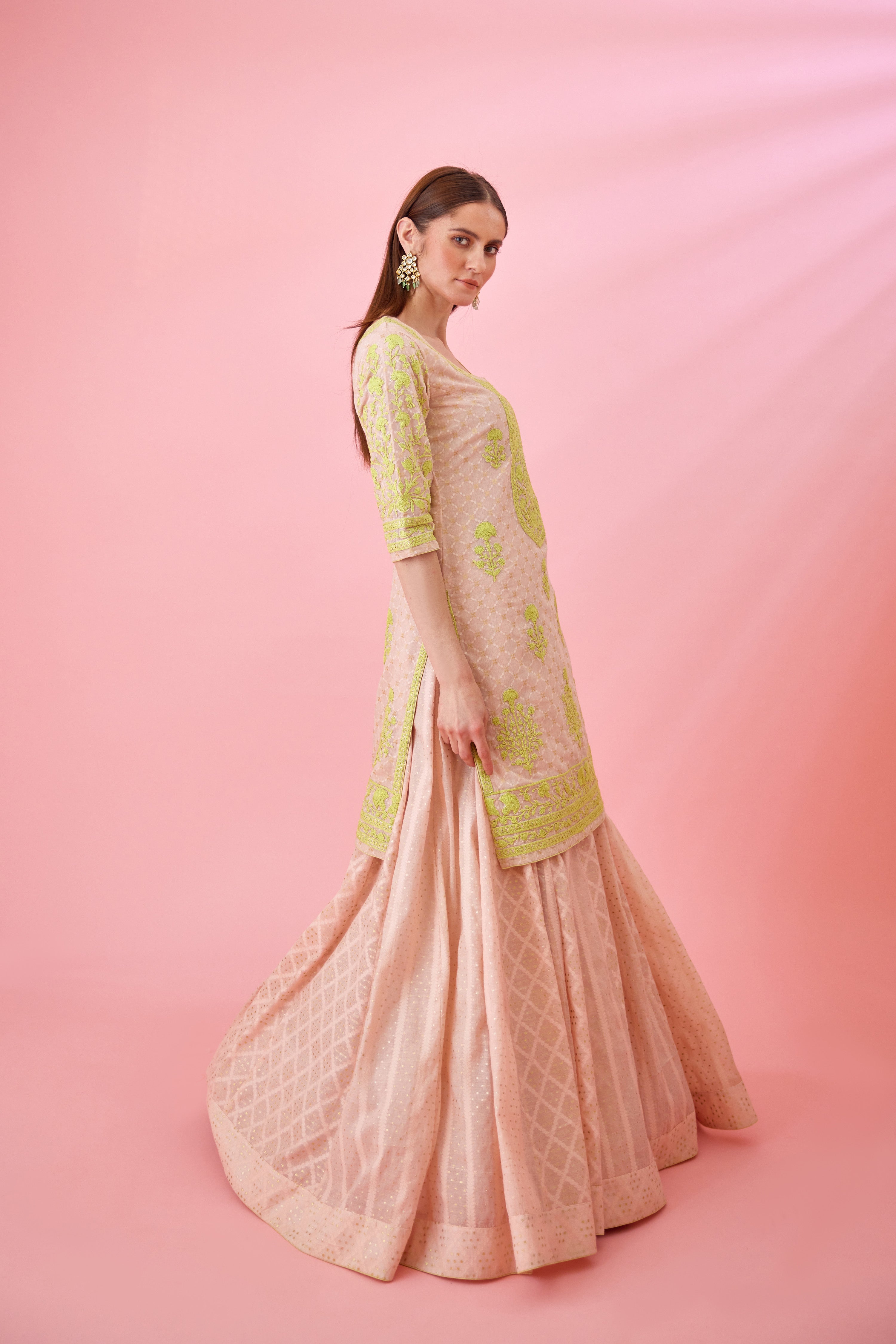 Crystal Rose Pink Lehenga Set