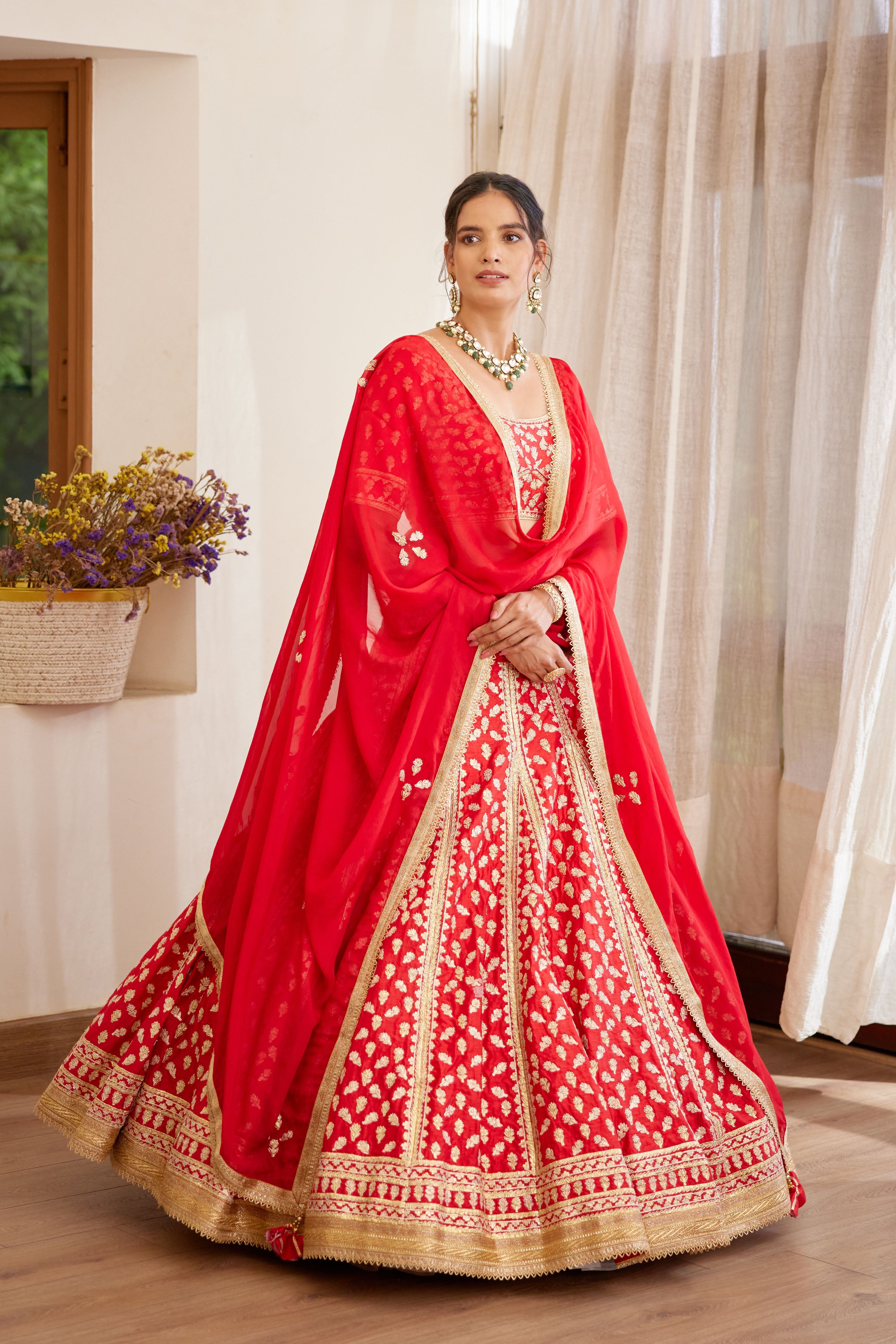 Red Maroon Lehenga Set