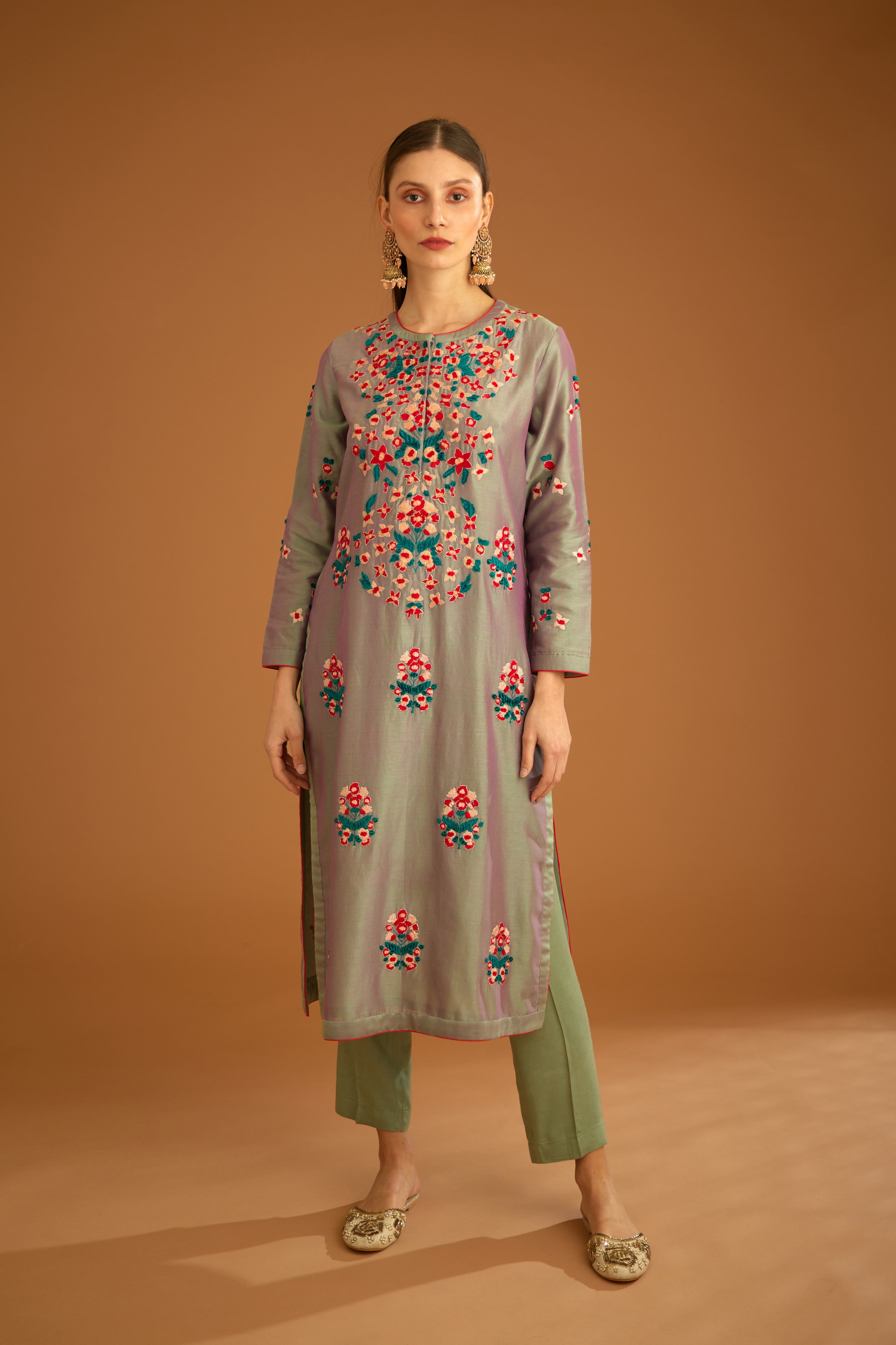 Grey-Green Kurta Set