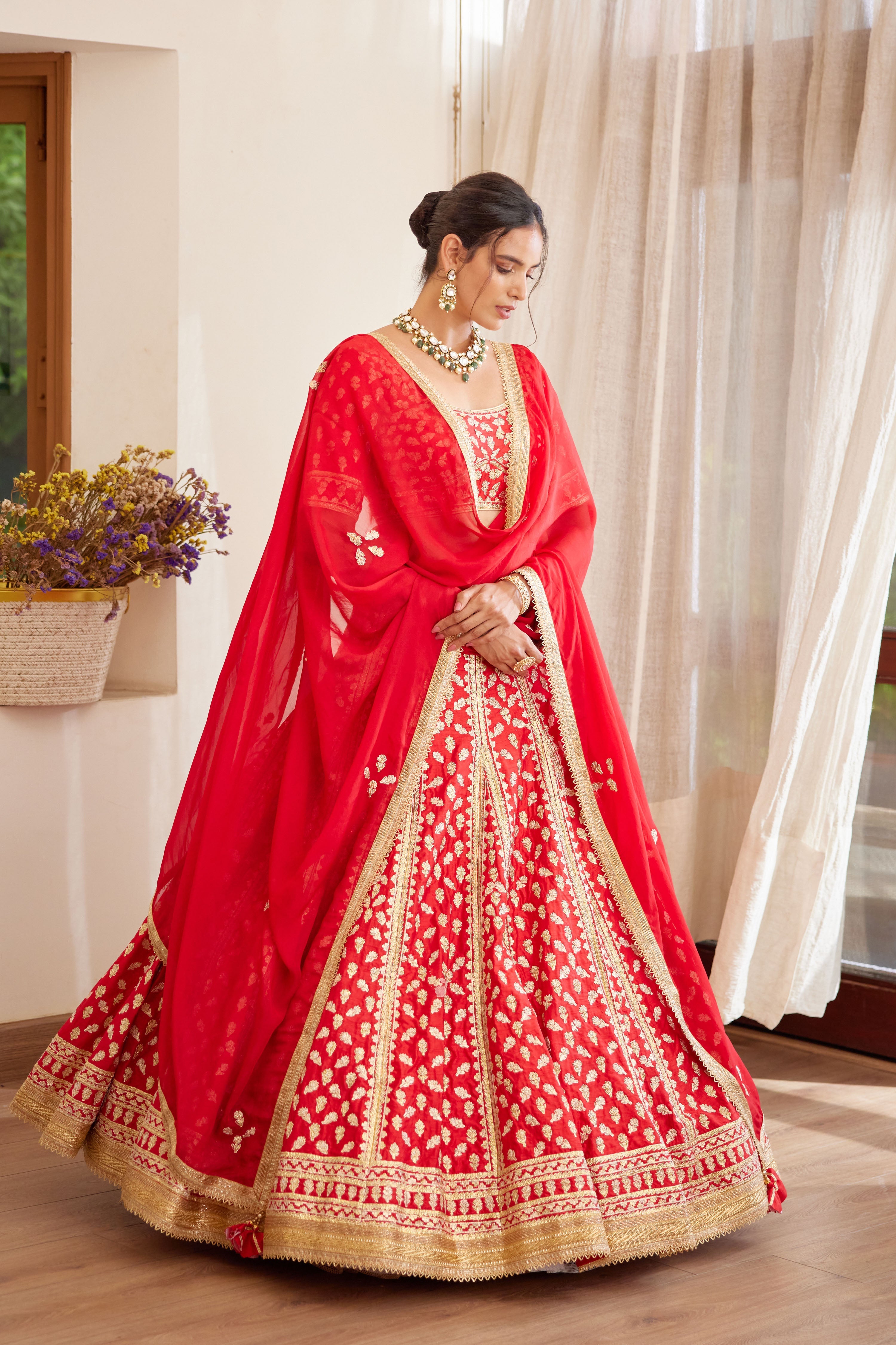 Red Maroon Lehenga Set