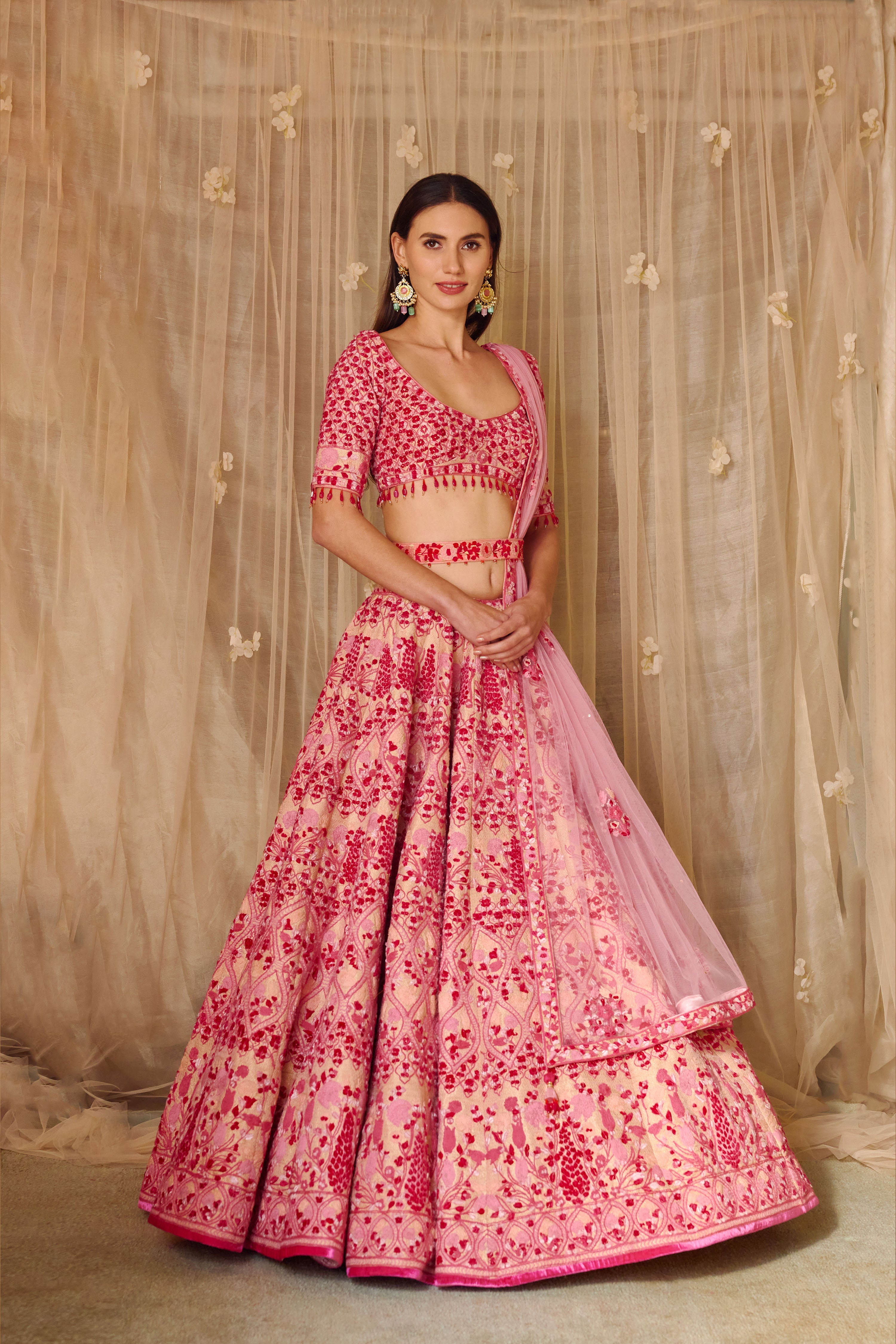 Peach Pink Lehenga Set