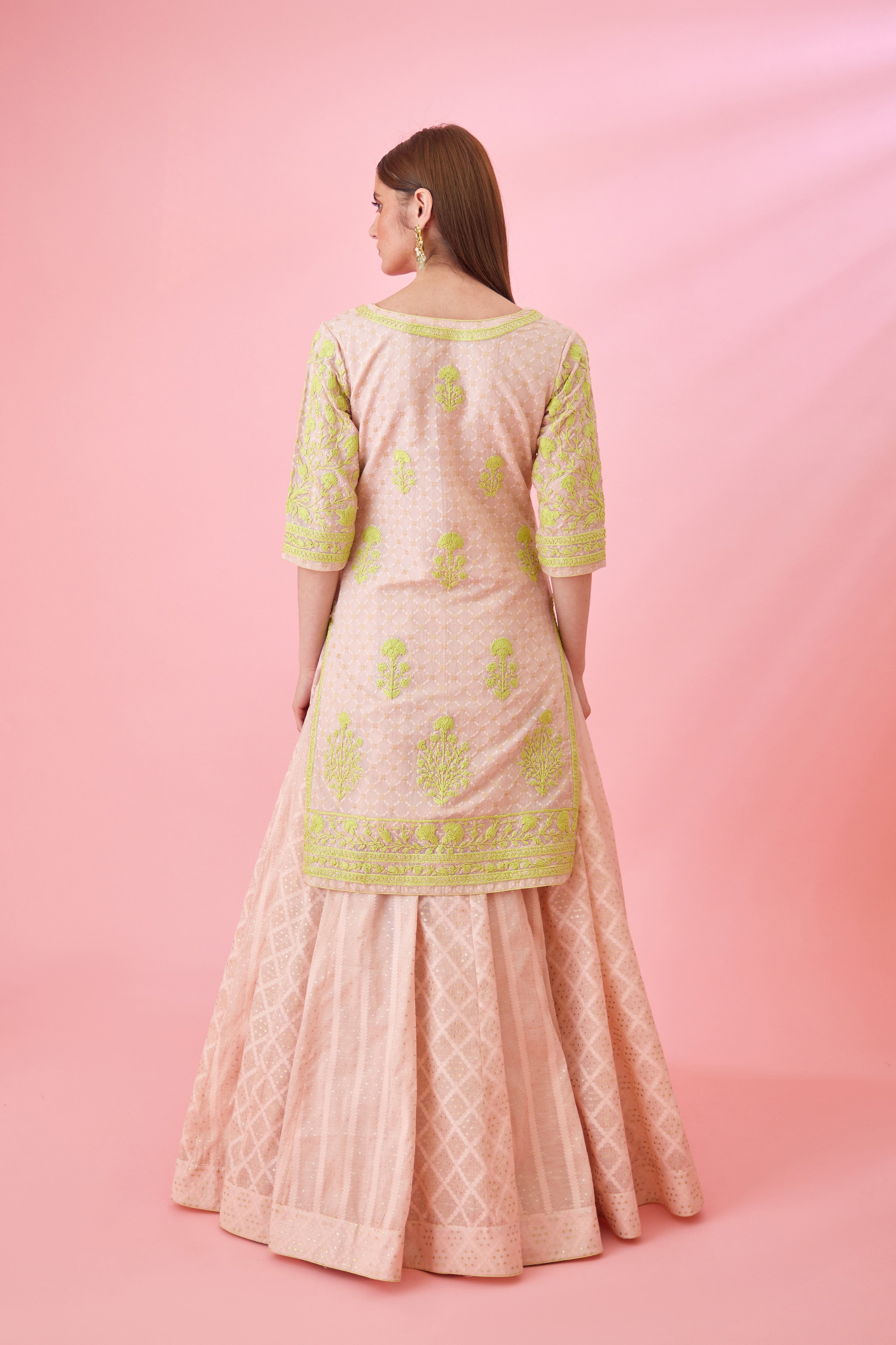 Crystal Rose Pink Lehenga Set