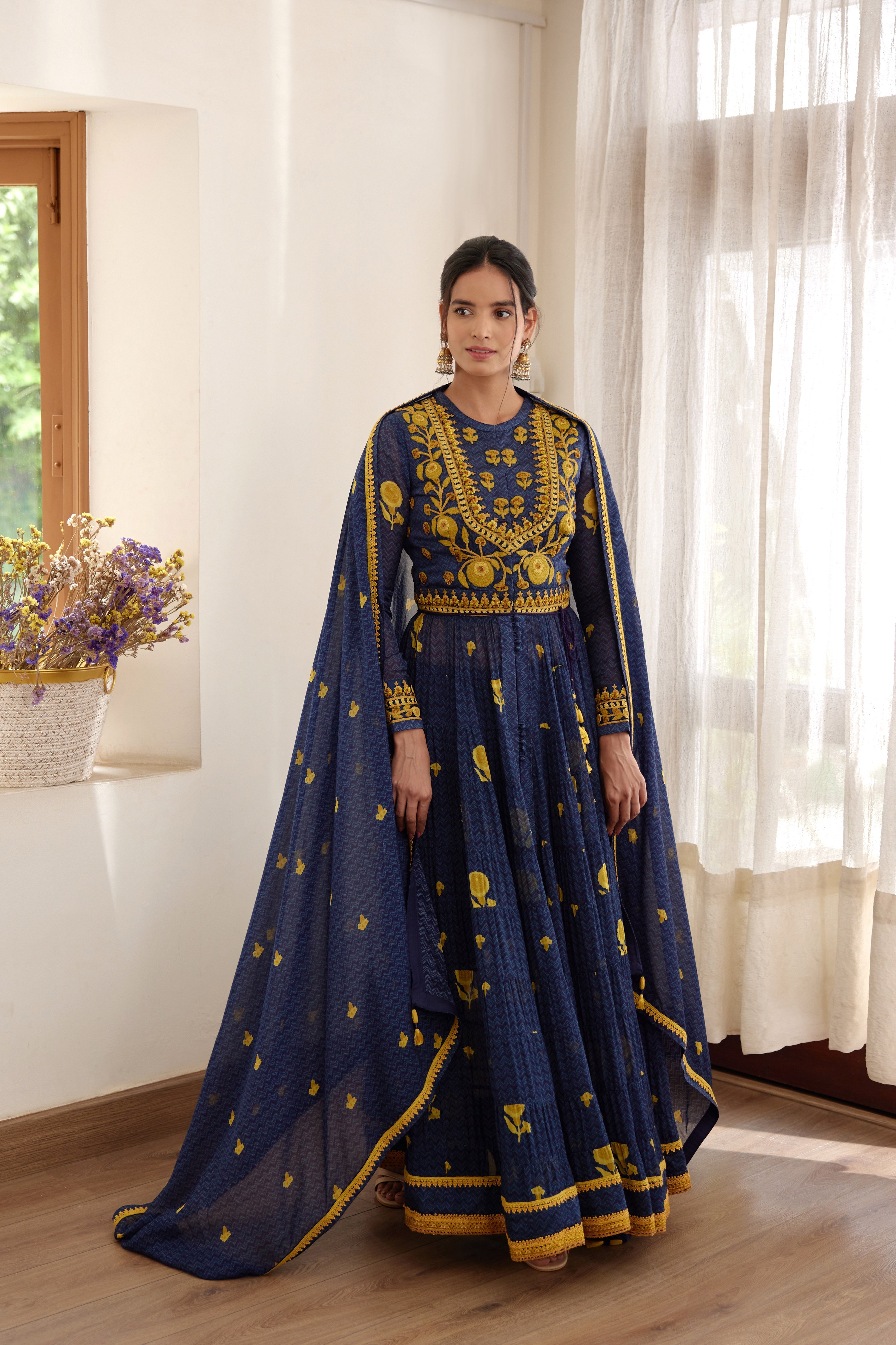 Purple Blue Anarkali