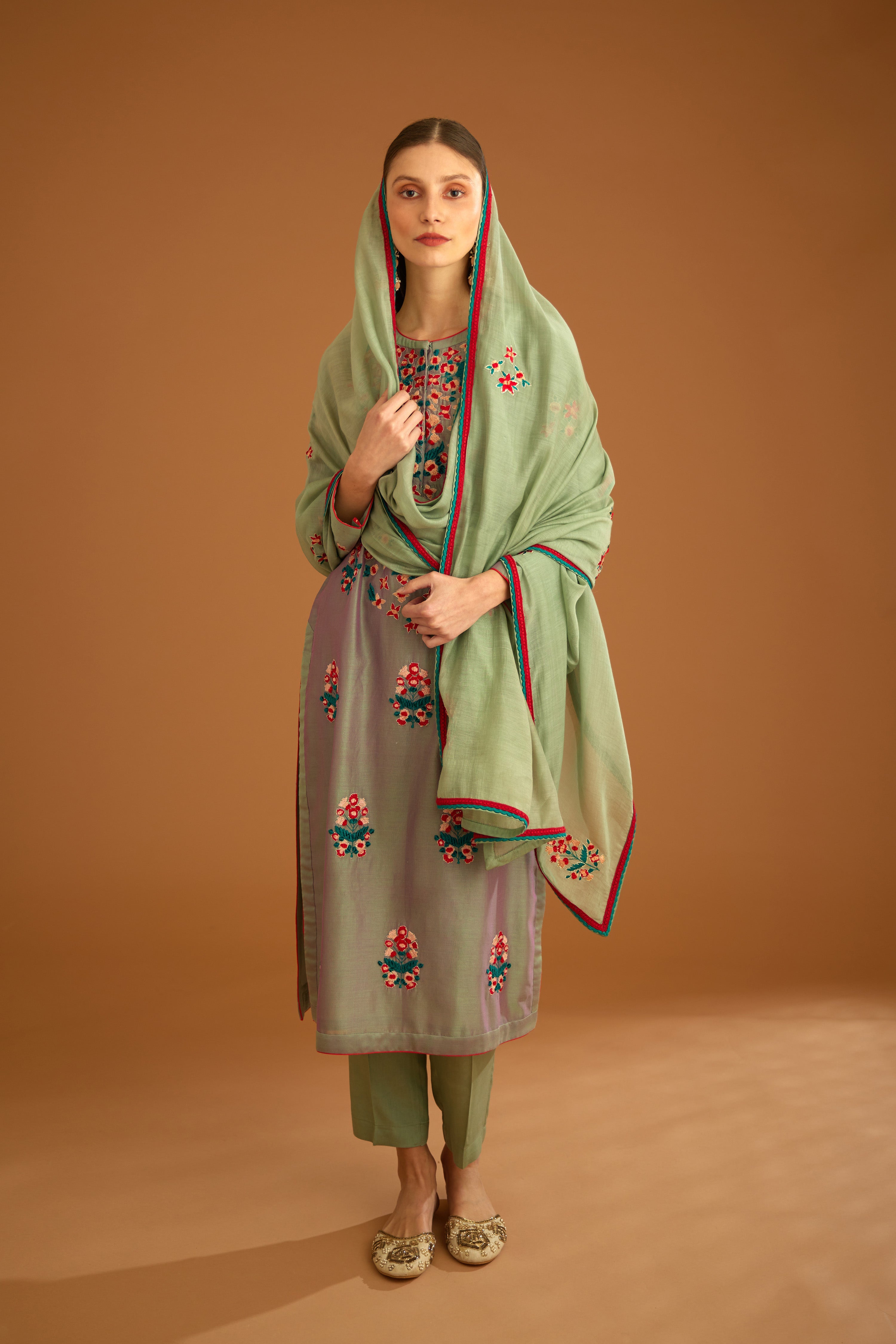 Grey-Green Kurta Set