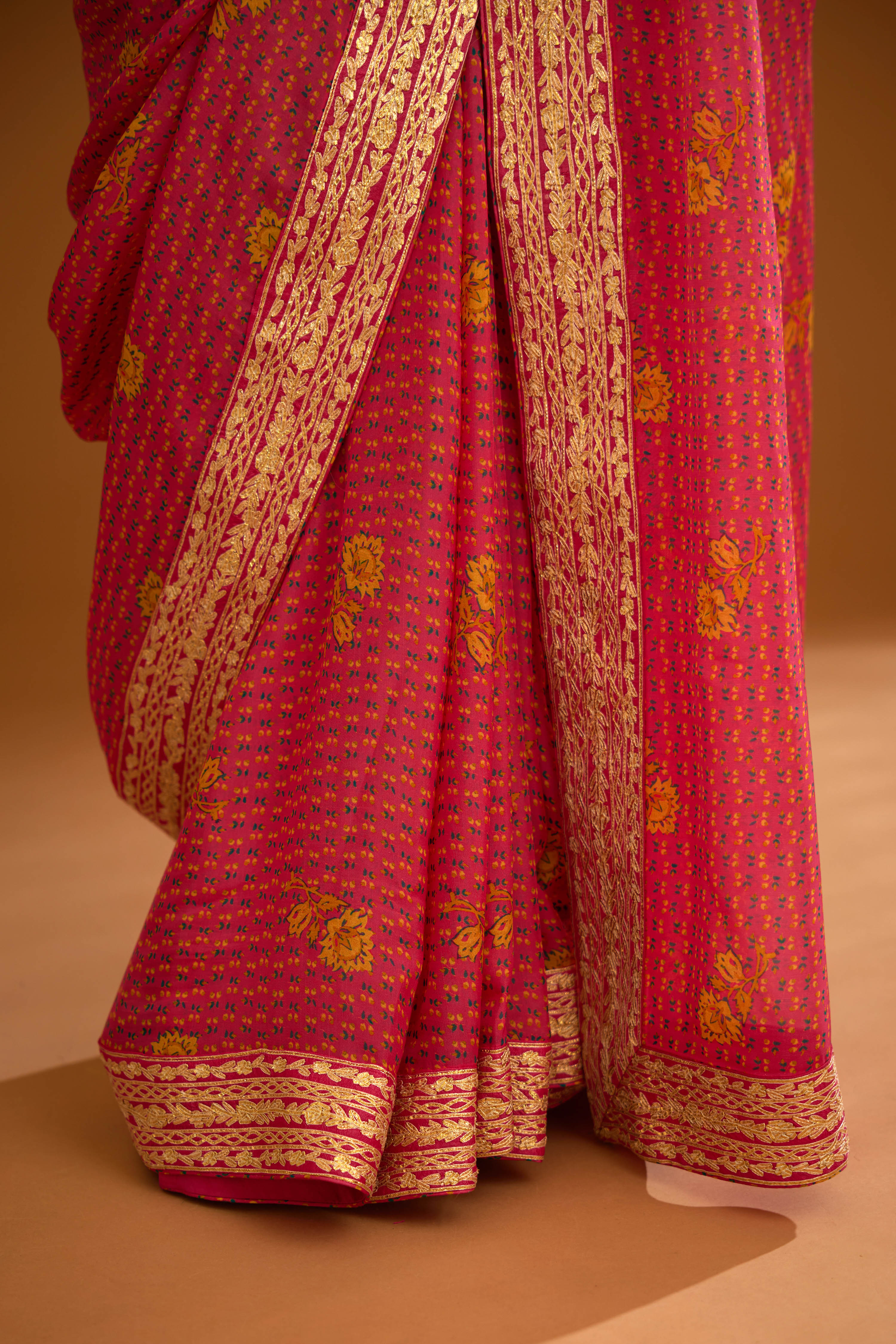 Fuchsia Pink Saree Set