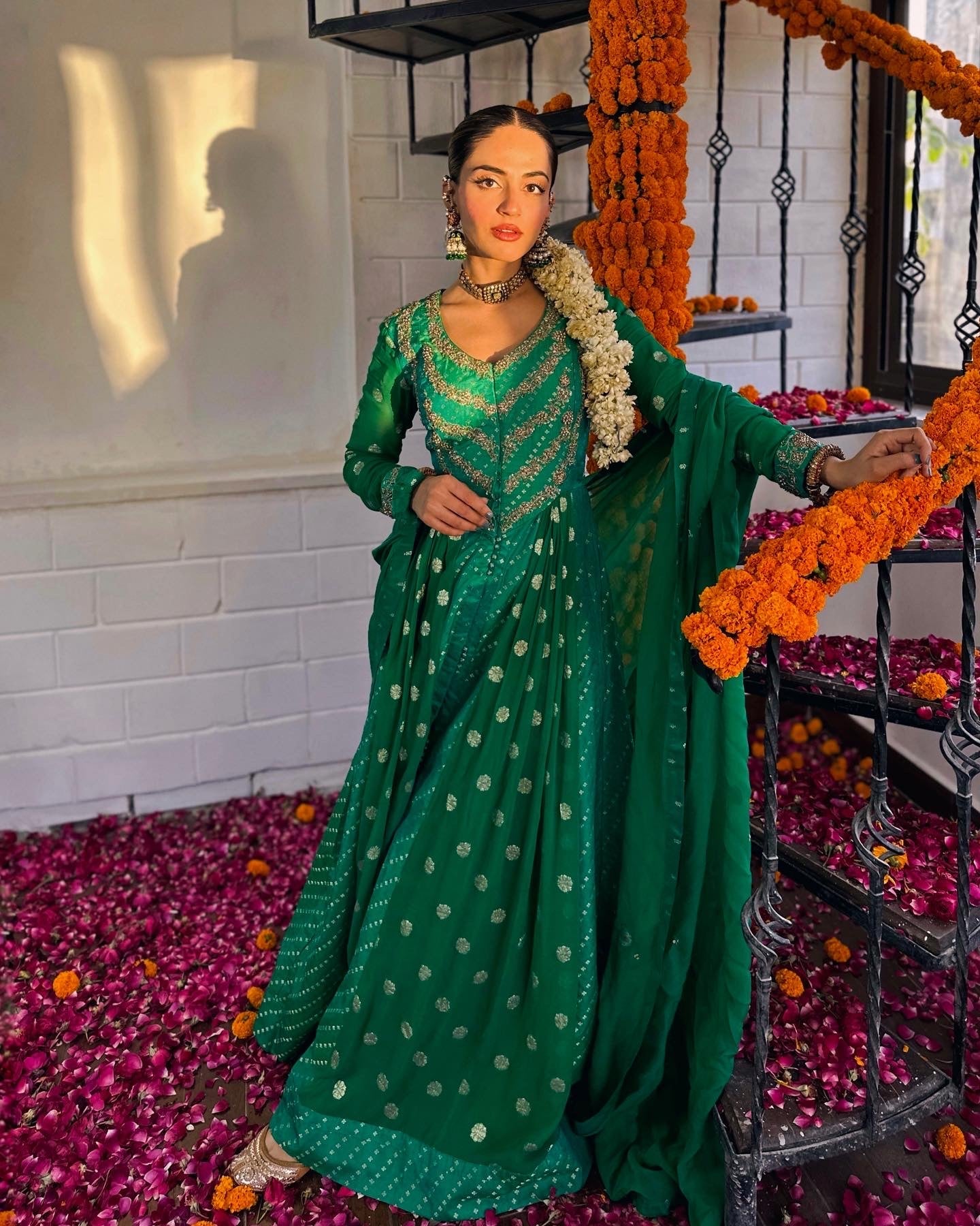 Emerald Green Anarkali Set