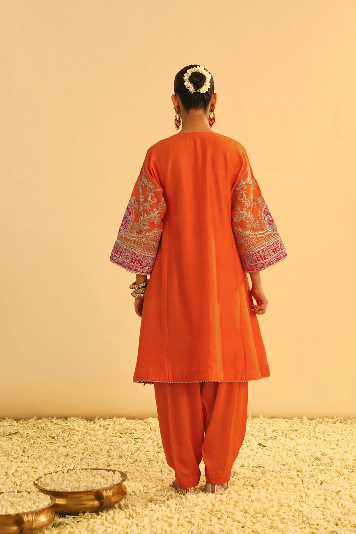 MOHSINA - ORANGE SHORT KALIDAAR CHOGA WITH SALWAR (LXRTS)