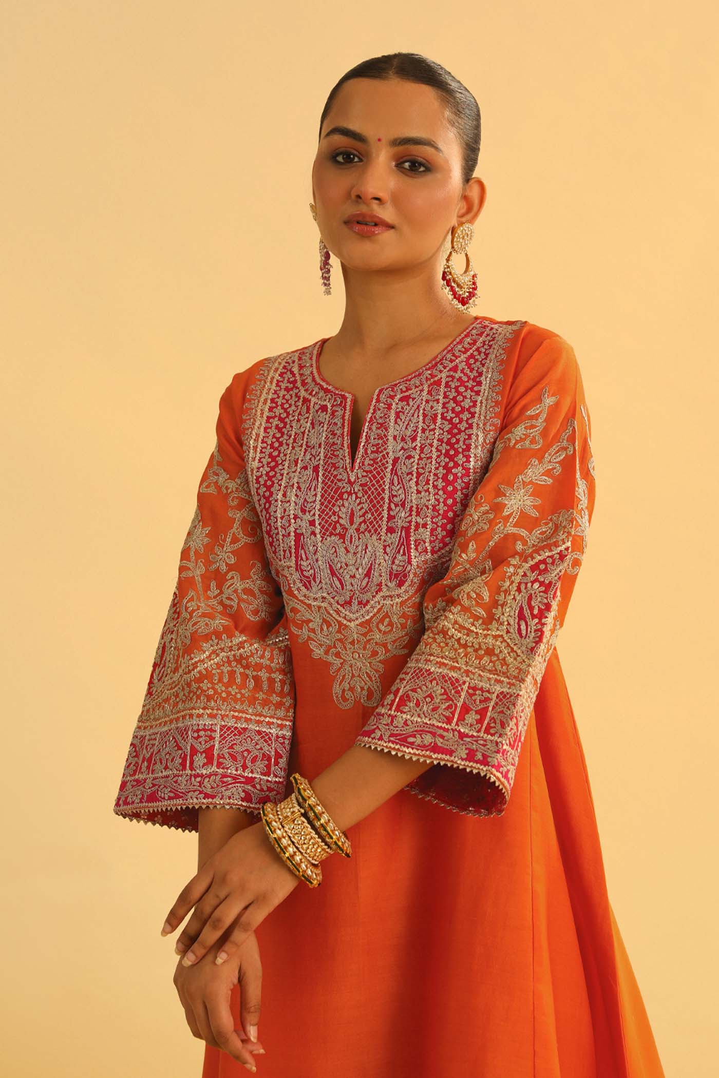 MOHSINA - ORANGE SHORT KALIDAAR CHOGA WITH SALWAR (LXRTS)