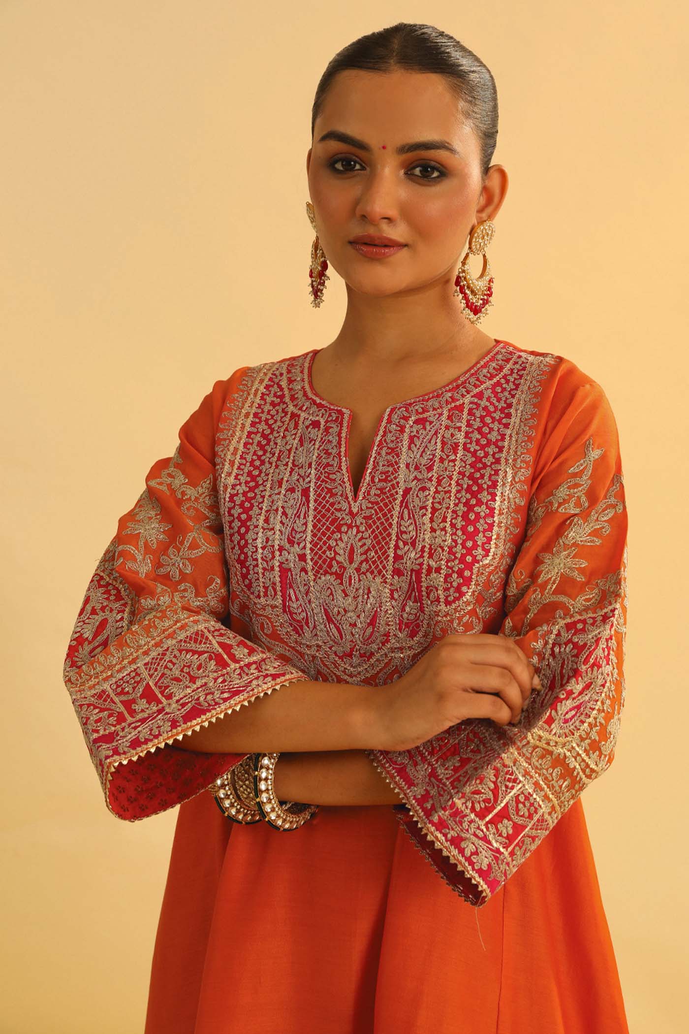 MOHSINA - ORANGE SHORT KALIDAAR CHOGA WITH SALWAR (LXRTS)