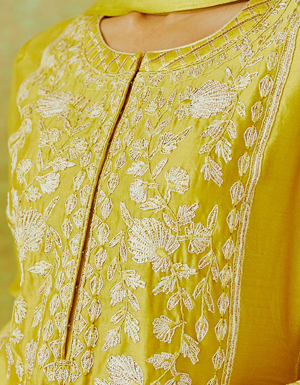 Mustard Yellow Kurta & Skirt Set