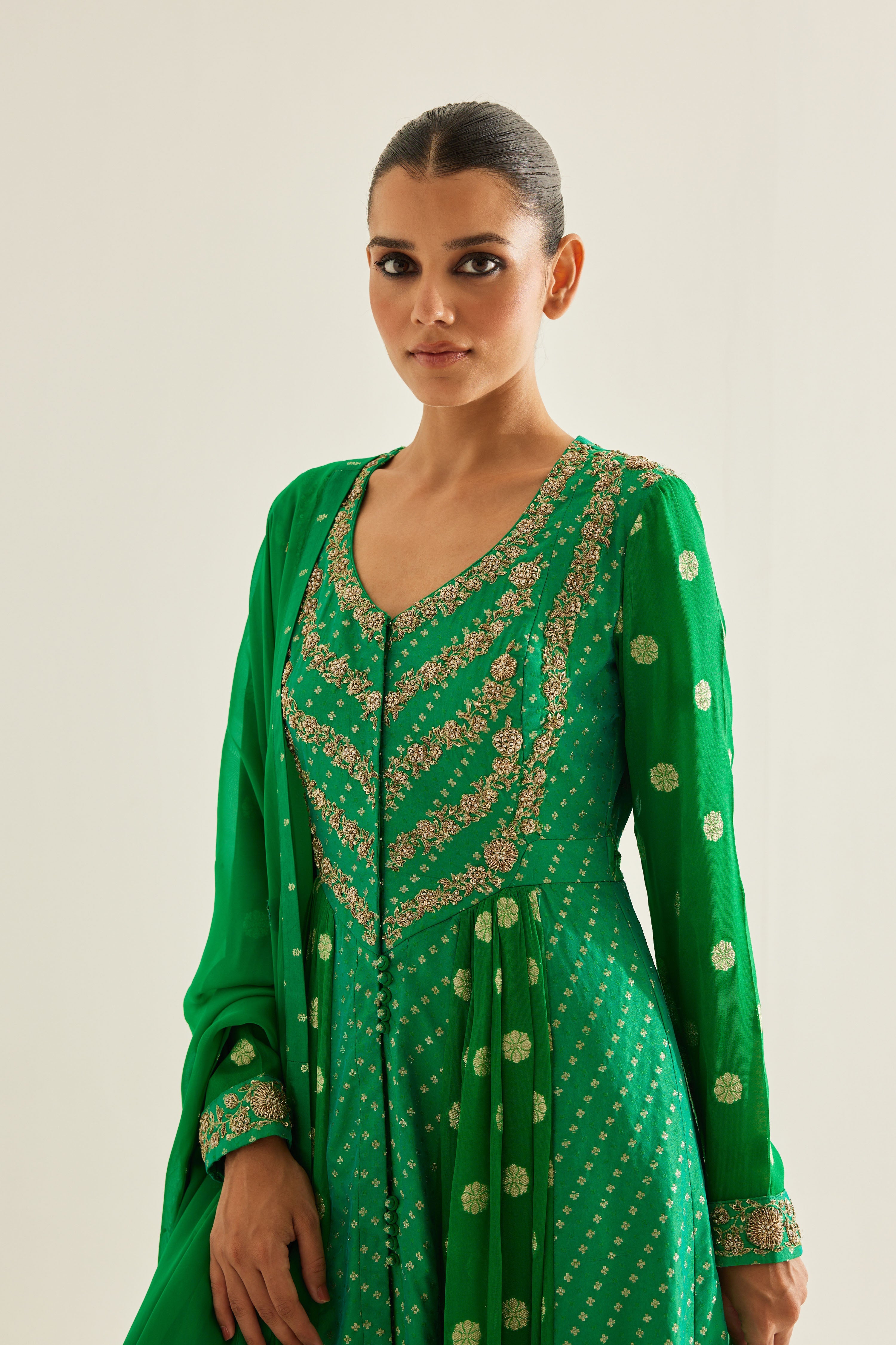 Emerald Green Anarkali Set