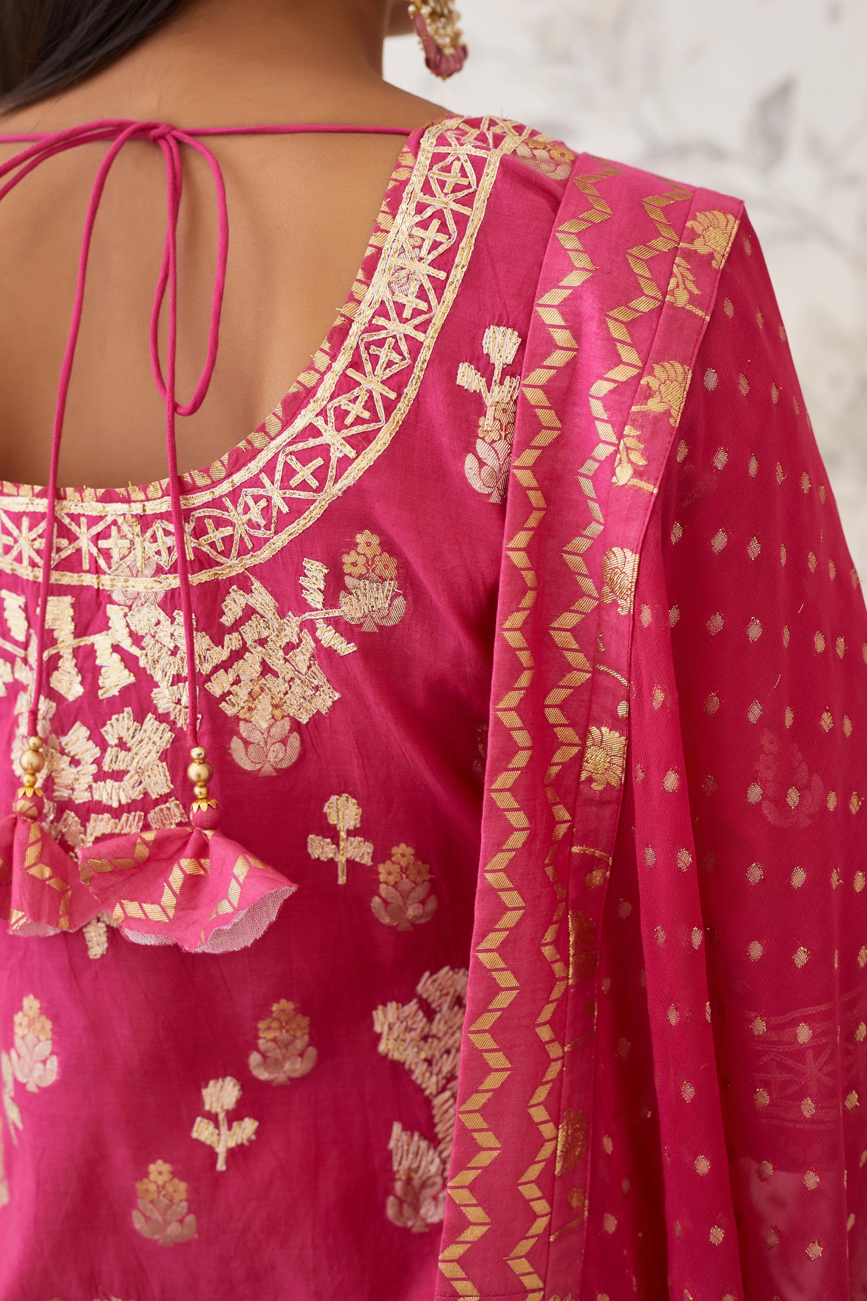 Magenta Kurta Skirt Set