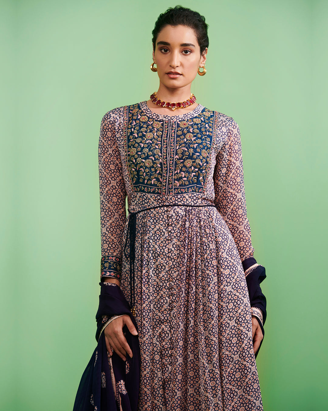 Blue Anarkali Set