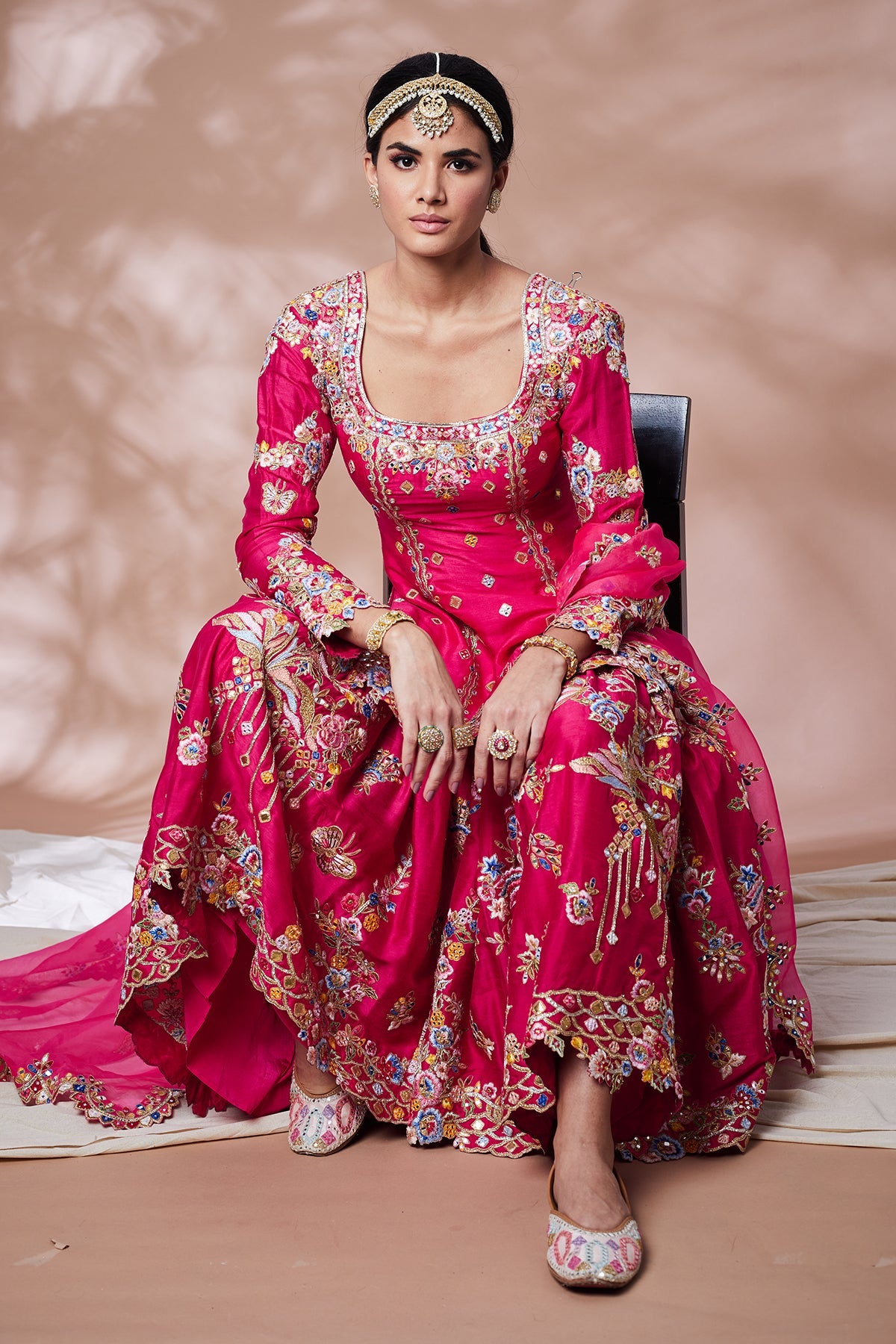 RANI PINK SILK BUTTERFLY GHARARA