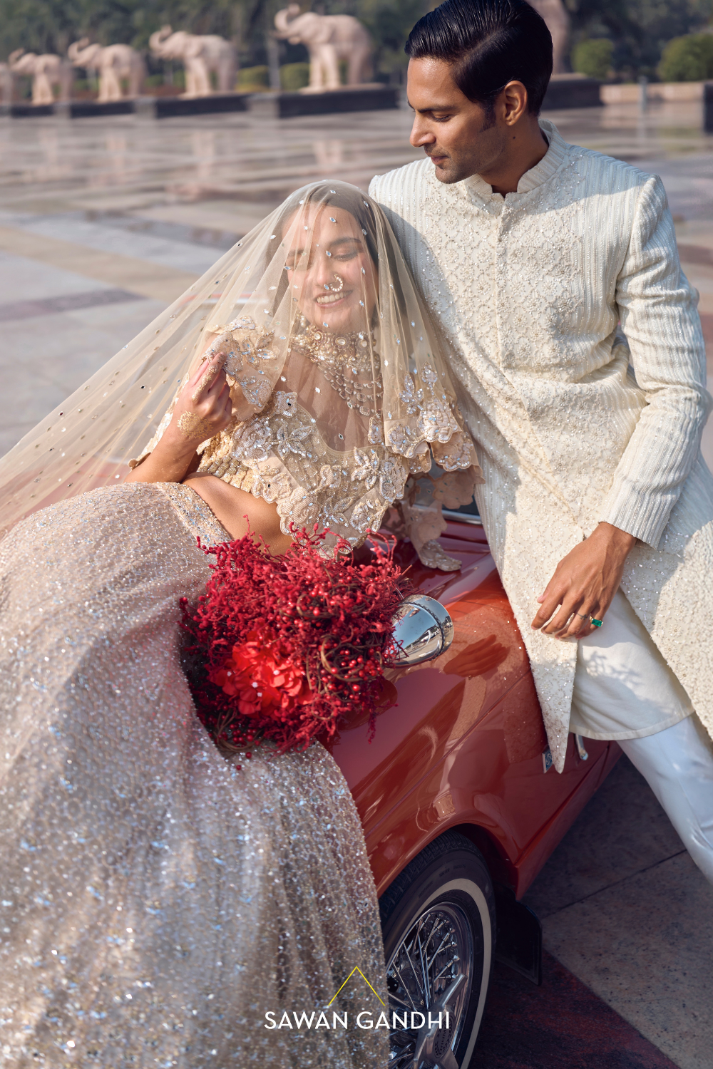 GOLDEN BEIGE MIRROR WORK LEHENGA