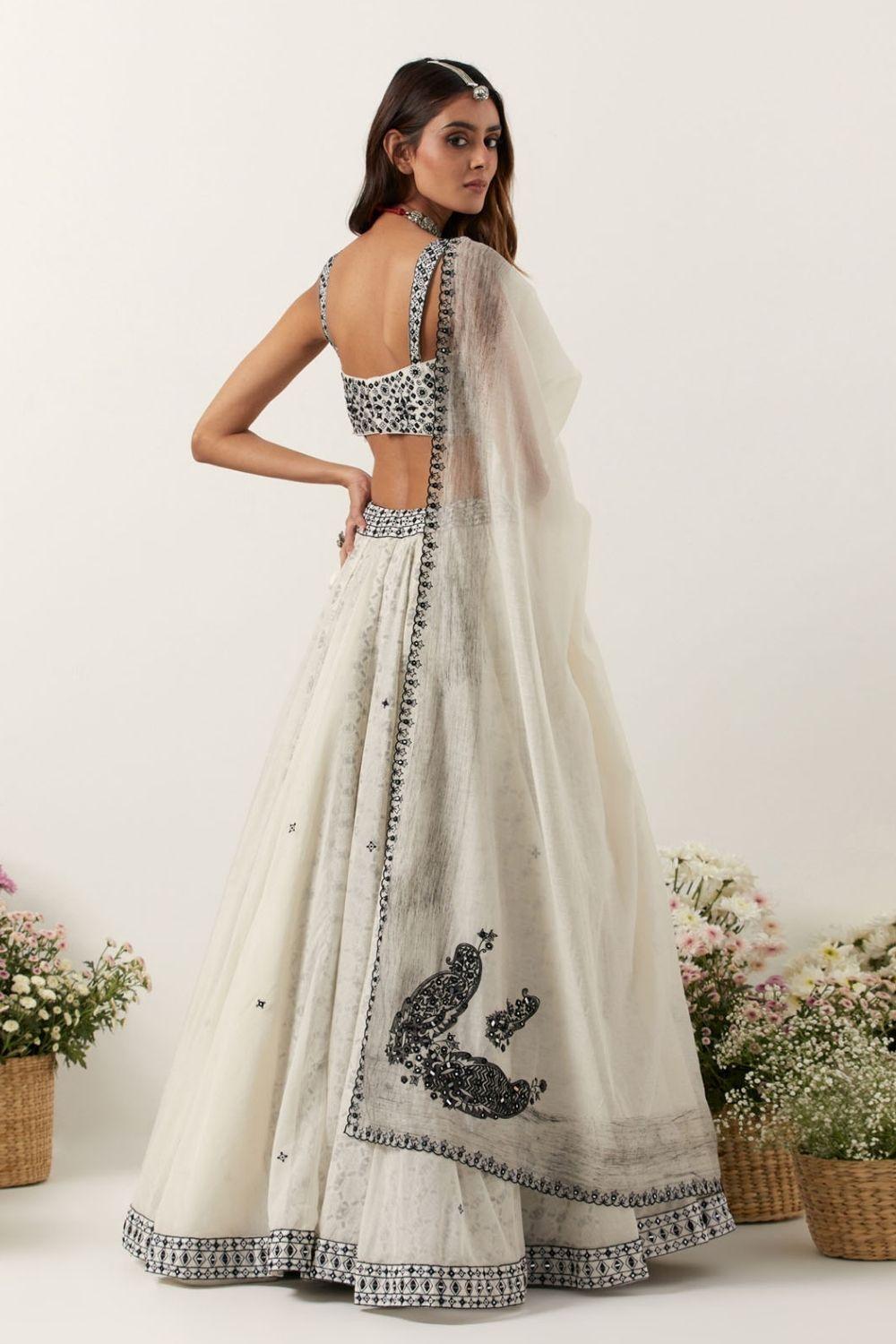 Ivory Mirror & Resham Lehenga Set