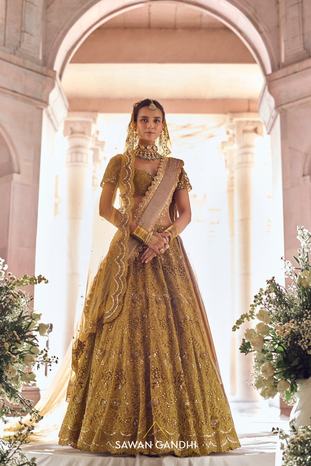 MUSTARD GOLD CUTWORK LEHENGA