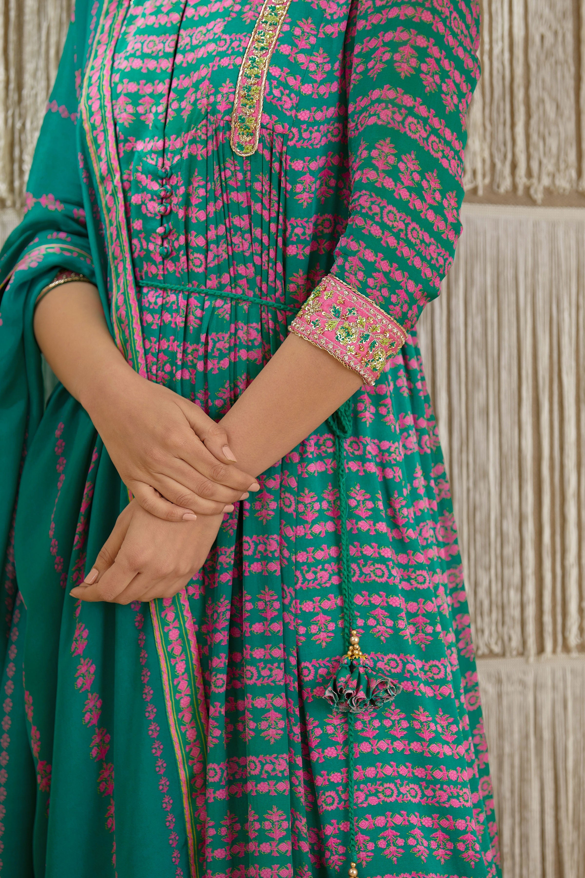 Teal Anarkali set