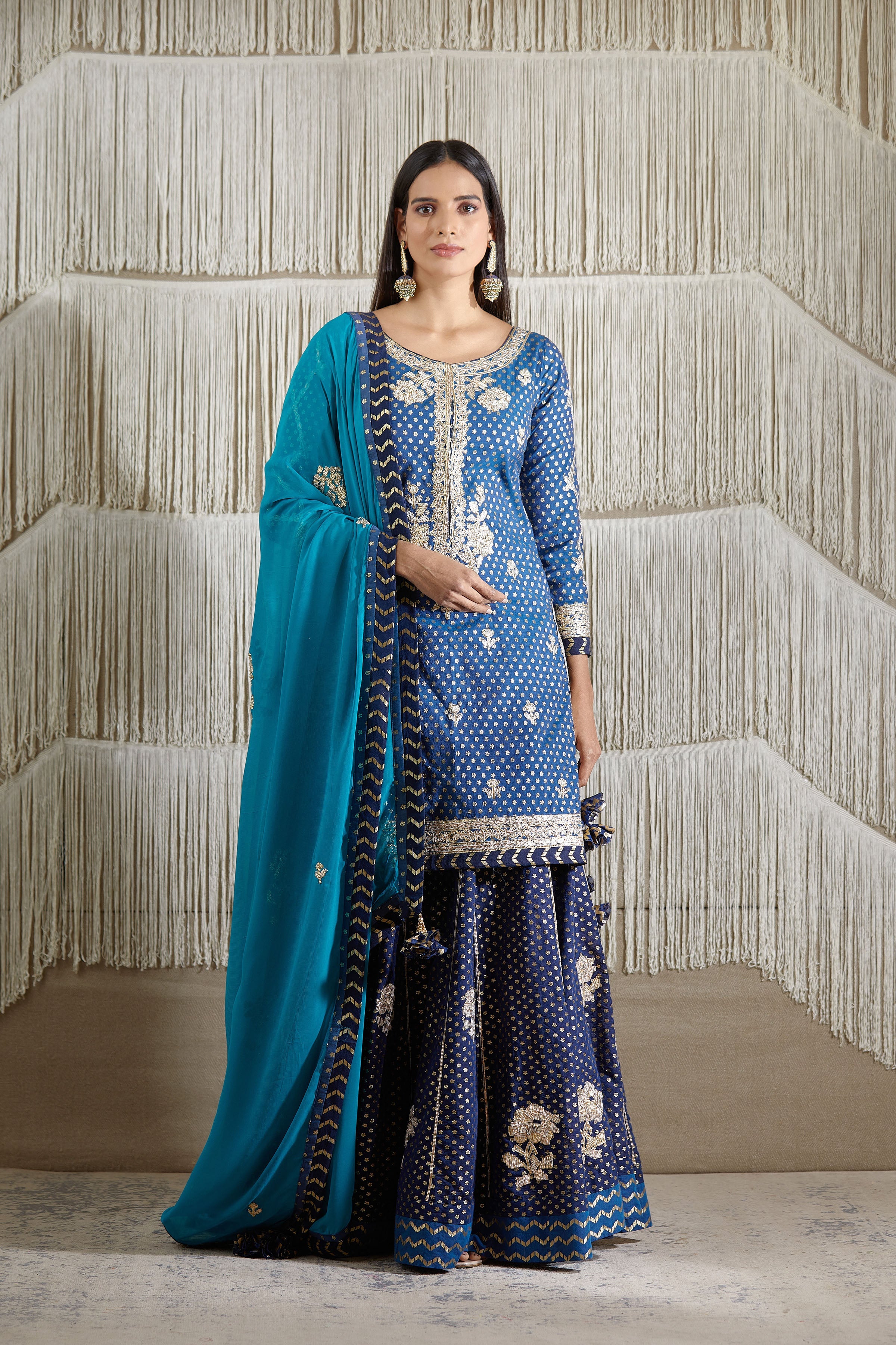 Navy Blue Sharara set