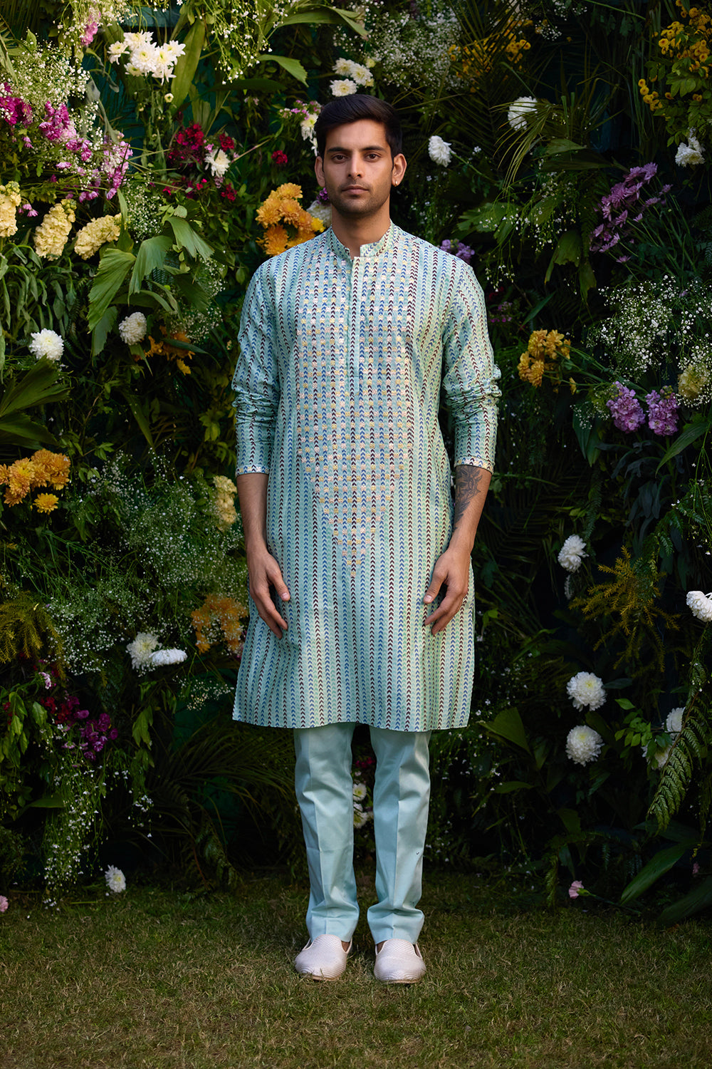 Smoke Green Kurta Set