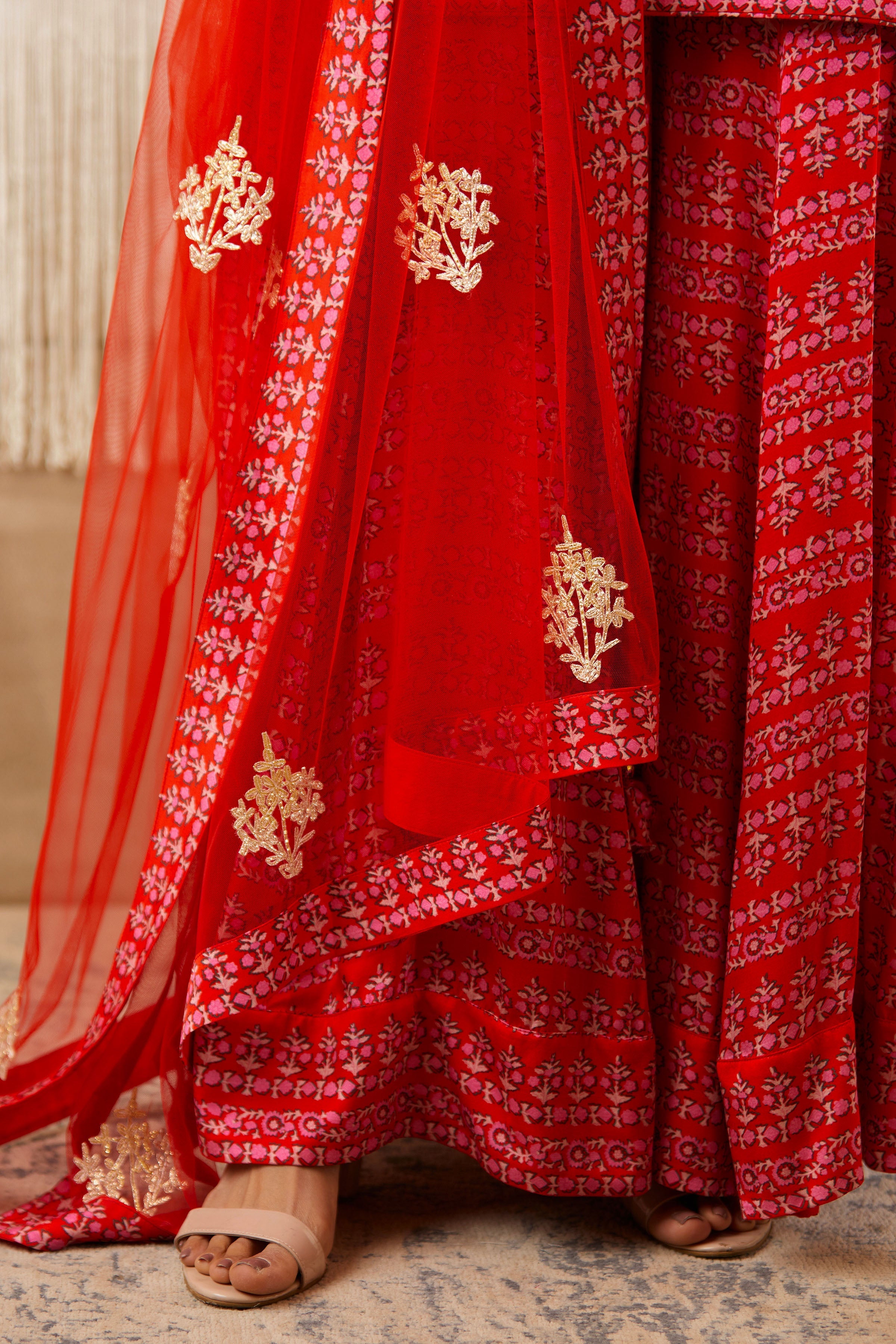 Red Sharara set