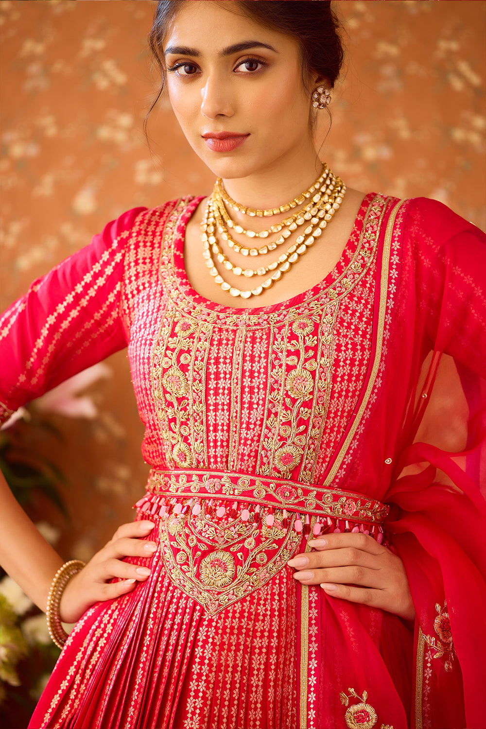 Scarlet Red Kurta Lehenga Set