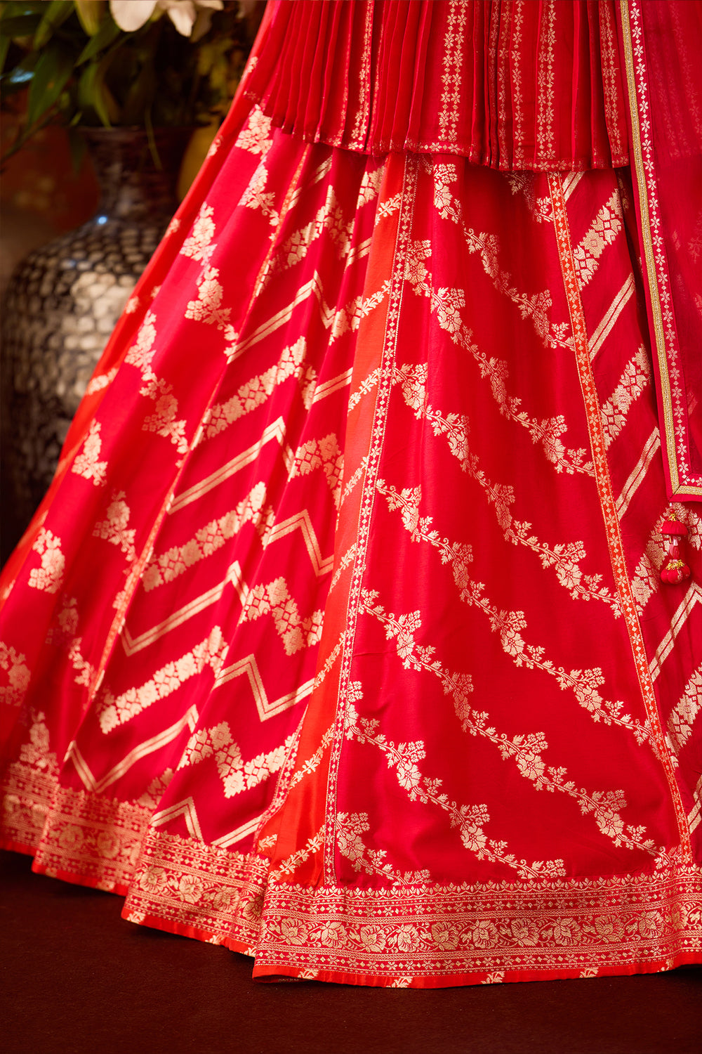 Scarlet Red Kurta Lehenga Set