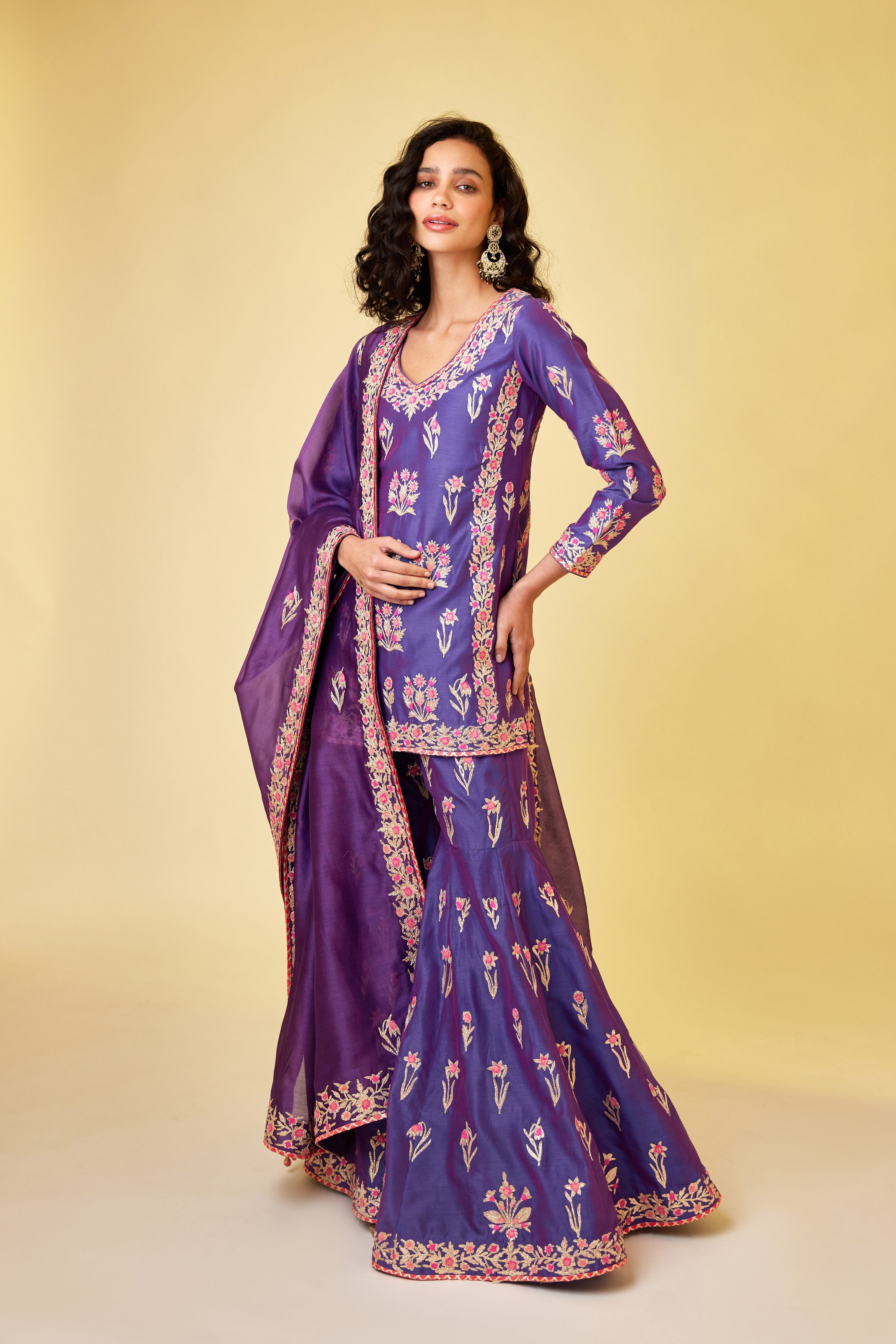 Purple Pink Sharara Set