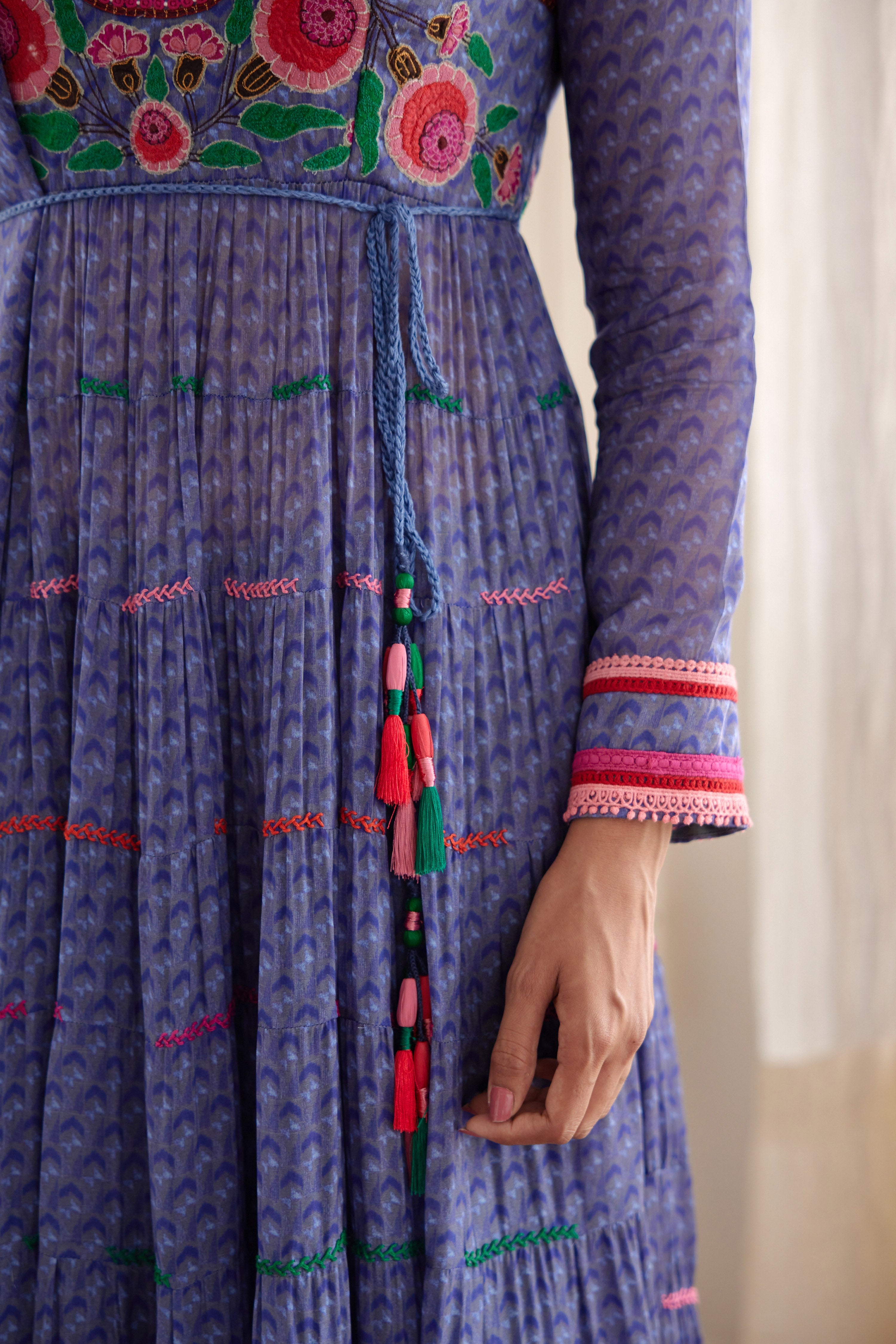 Purple Blue Anarkali Set