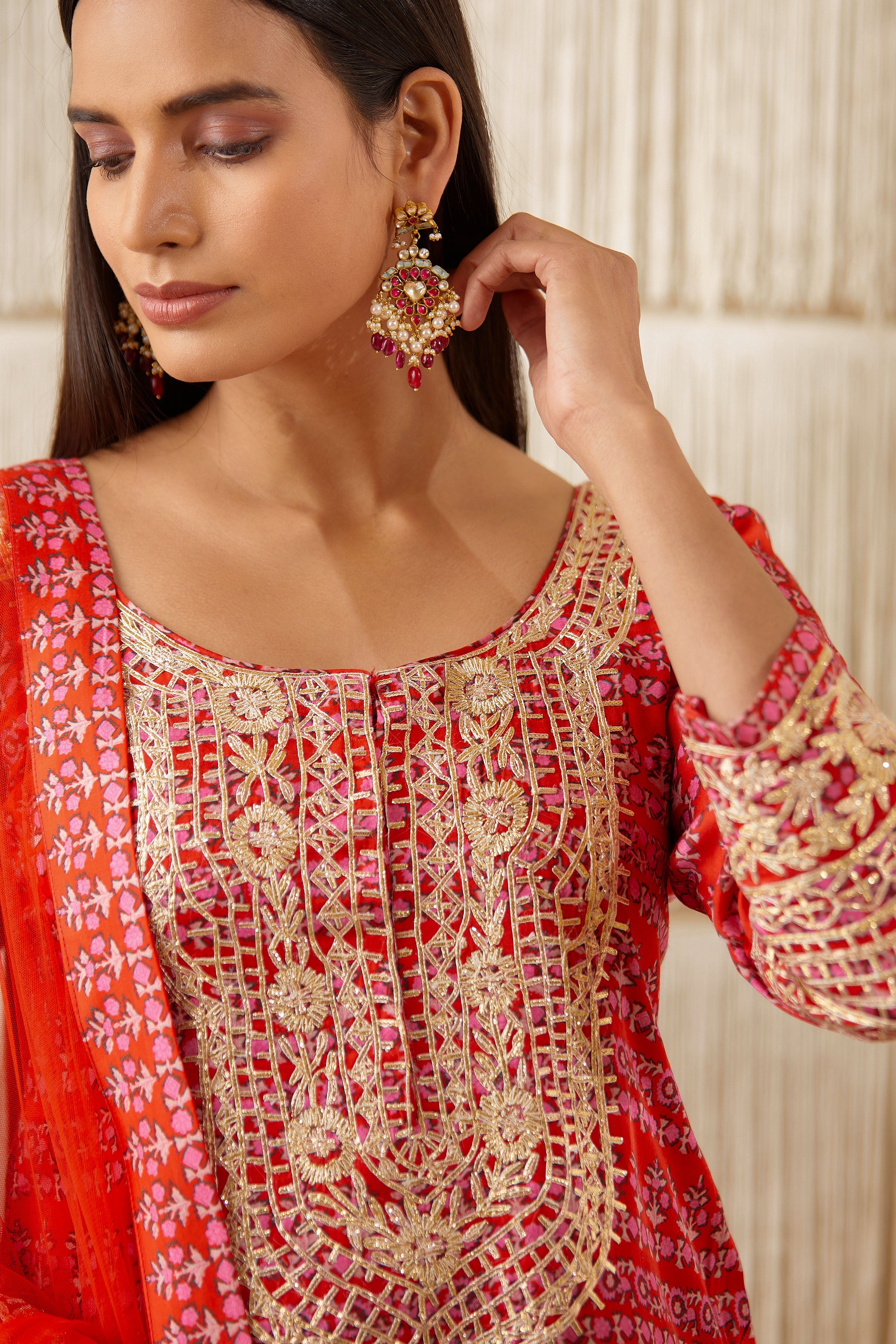 Red Sharara set