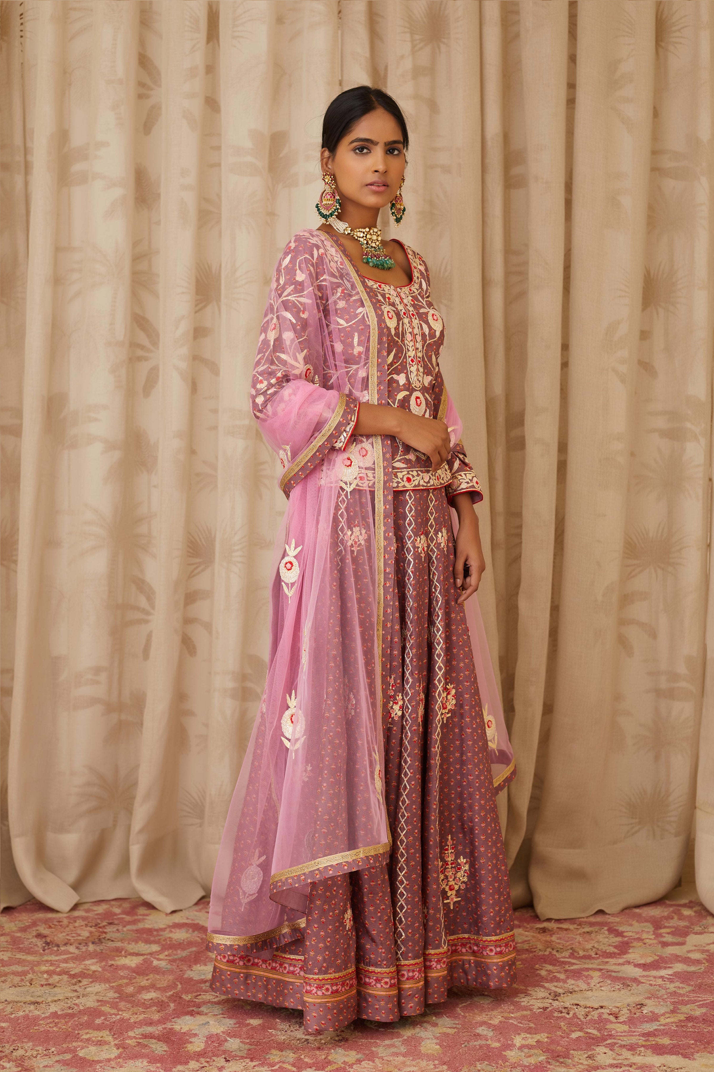 Neutral Purple Short Kurta Set