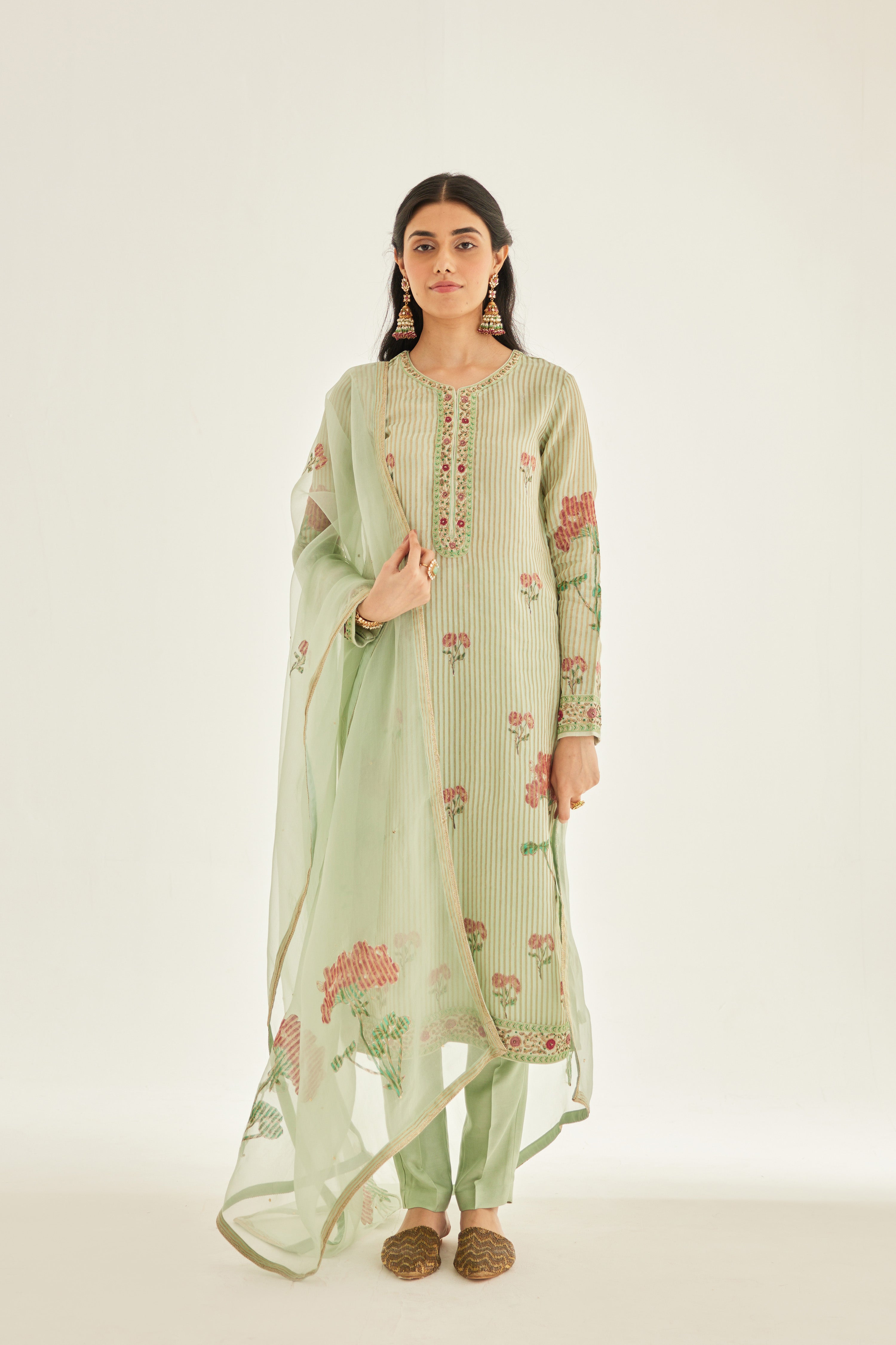 Smoke Green Kurta Set